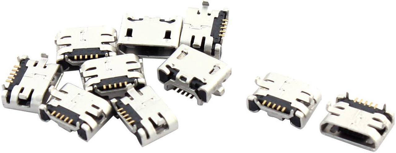 10 Pcs Type B Micro USB 5 Pin Female Charge Charger Jack Socket for Smartphone