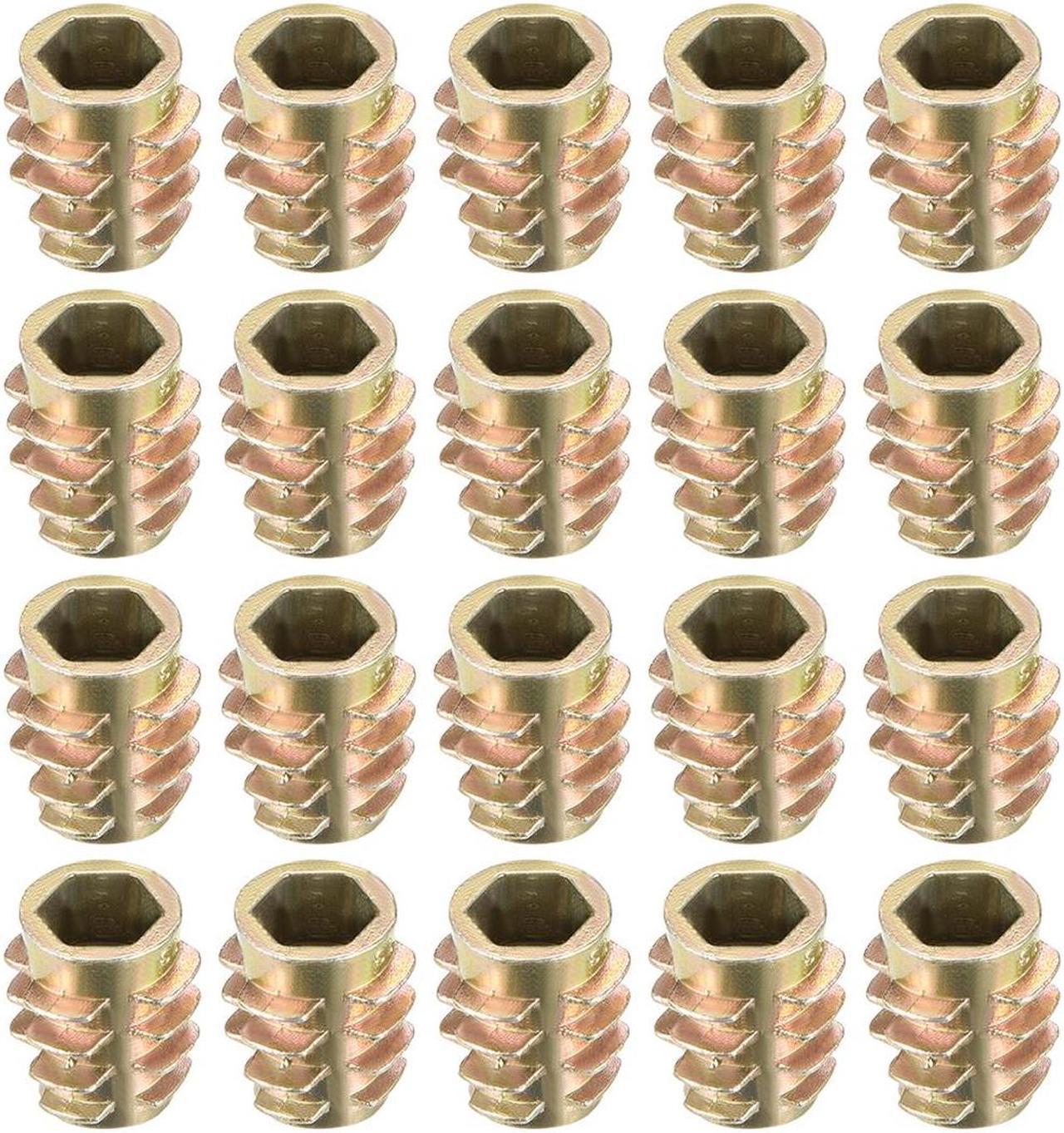 Threaded Insert Nuts Zinc Alloy Hex-Flush M6 Internal Threads 13mm Length 20pcs