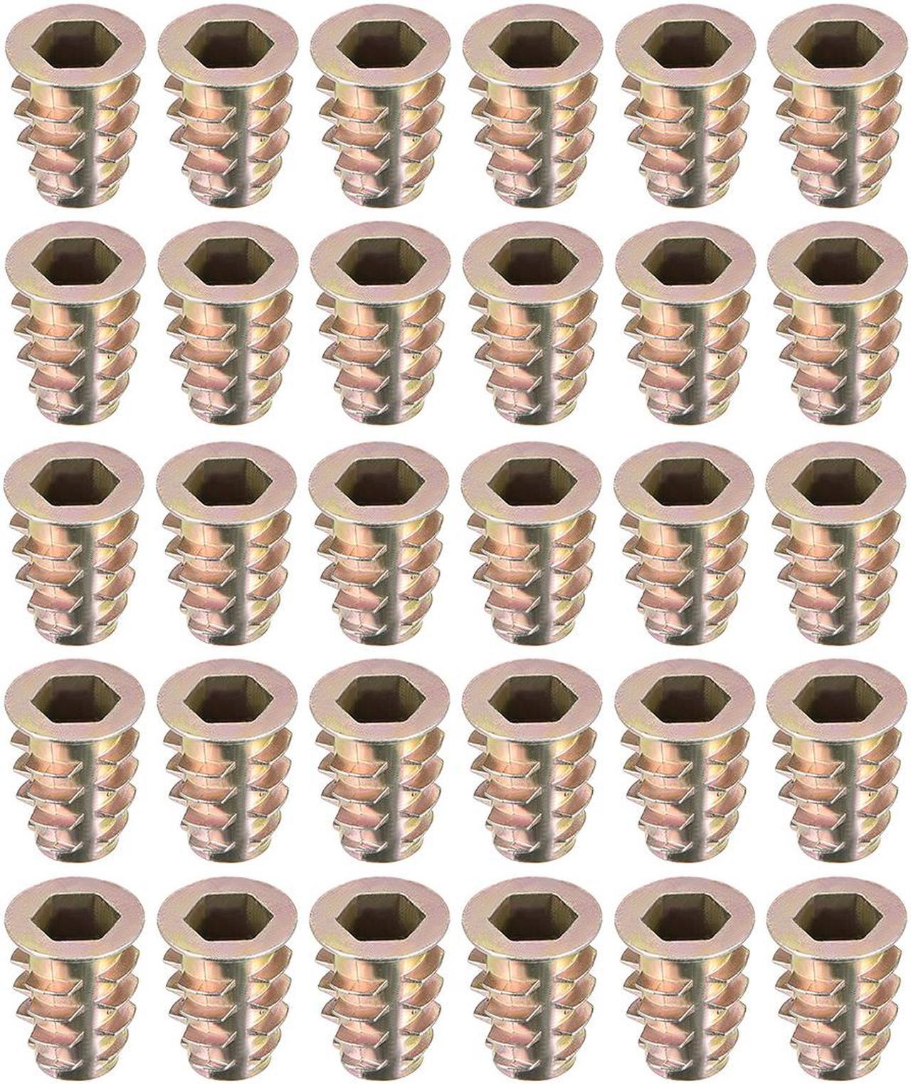 Threaded Insert Nuts Zinc Alloy Hex Socket M8 Internal Threads 18mm Length 30pcs