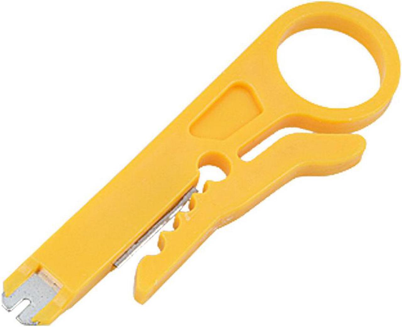 Unique Bargains Mini Economy UTP RJ45 Stripper and 110 Style Punch down Handy Tool Yellow