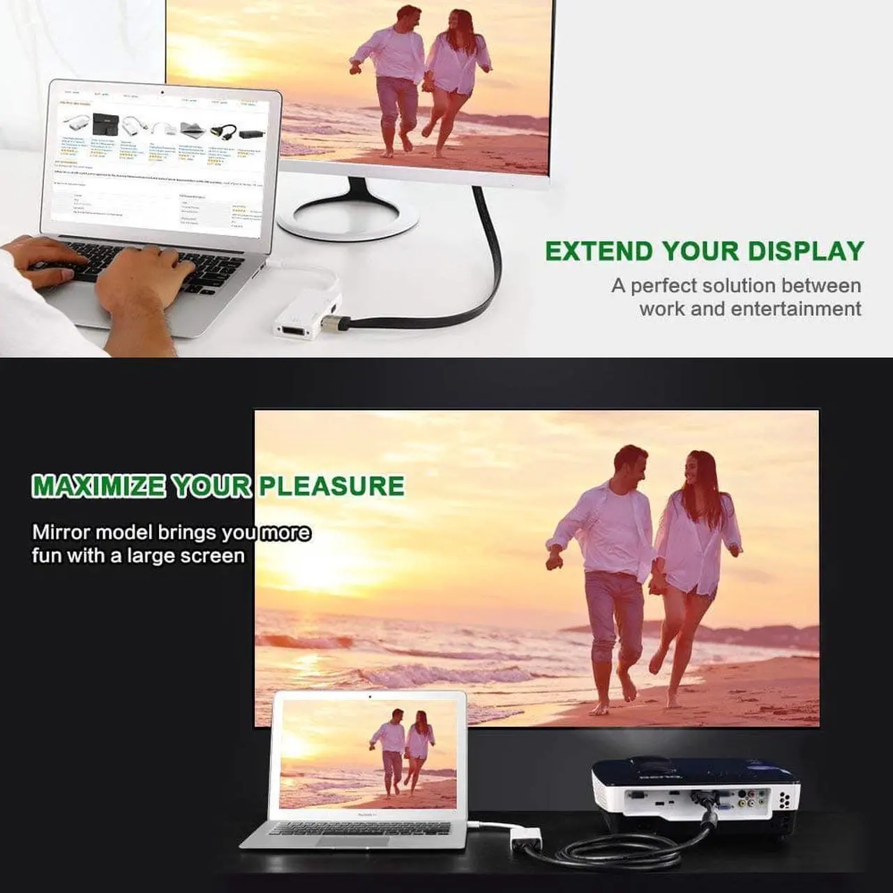 Alt view image 5 of 7 - Mini DisplayPort to HDMI VGA DVI Adapter Full 1080P HD Thunderbolt Port Converter for MacBook Air Pro iMac Surface Pro 3 4 ThinkPad Carbon