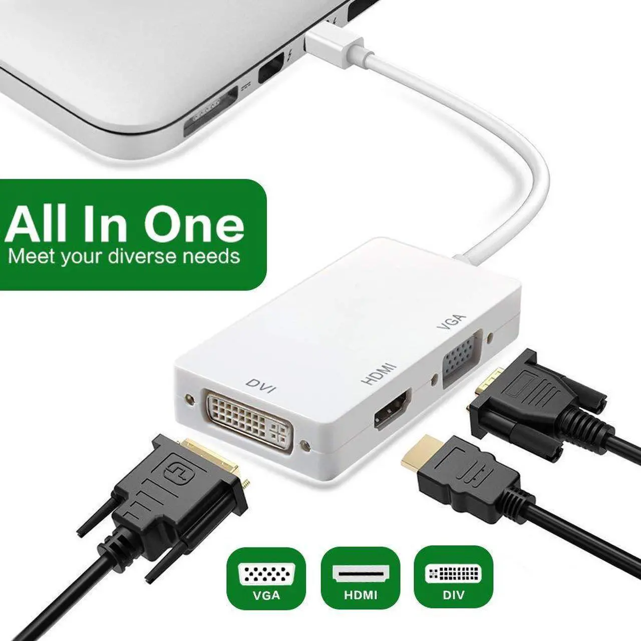 Alt view image 2 of 7 - Mini DisplayPort to HDMI VGA DVI Adapter Full 1080P HD Thunderbolt Port Converter for MacBook Air Pro iMac Surface Pro 3 4 ThinkPad Carbon