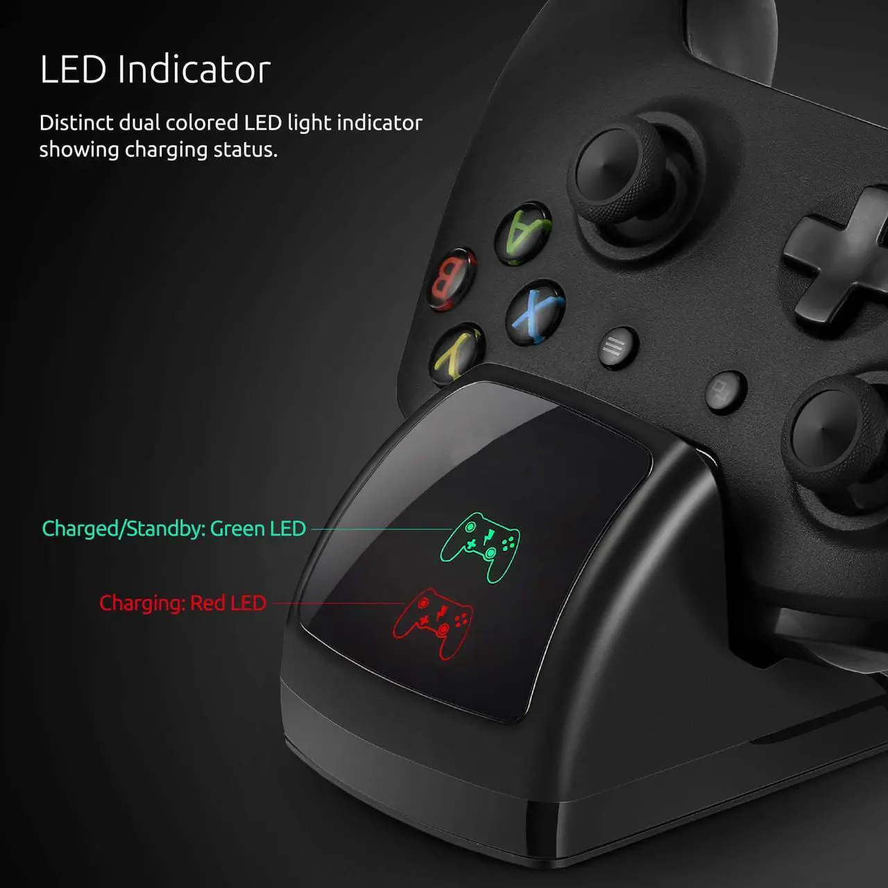 Alt view image 5 of 7 - Xbox One Controller Dual Charger Controller Charging Stand Elite Controller Charging Station High Speed Docking for Xbox One / One S / One X with 2 Rechargeable Battery Packs