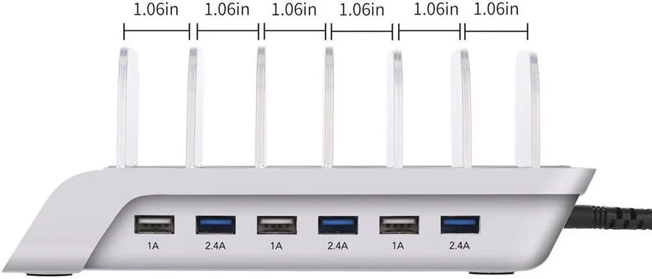 Alt view image 6 of 7 - 10.2A 6 Port USB Charging Station Dock Stand & Device Organizer Universal Desktop Tablet & Smartphone Multi-Device Hub Charging Dock for iPhone iPad Galaxy Tablets