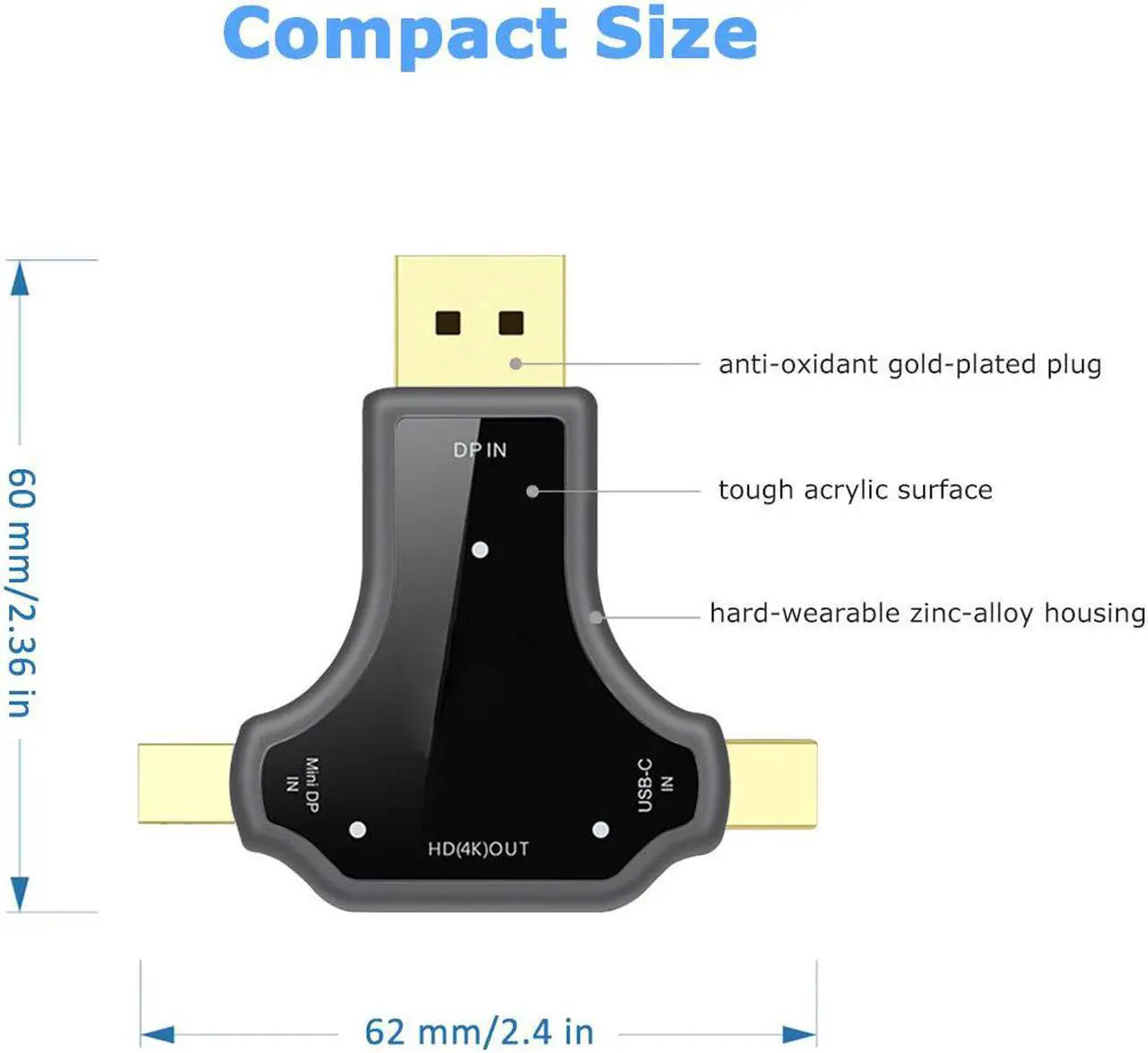 Alt view image 6 of 7 - DisplayPort Mini DP USB Type-C to HDMI Adapter  3-in-1 Mini DisplayPort ( Thunderbolt ) Type-C Port to HDMI Converter Compatible with MacBook Pro Macbook Air iPad Pro 2018 Mac Mini
