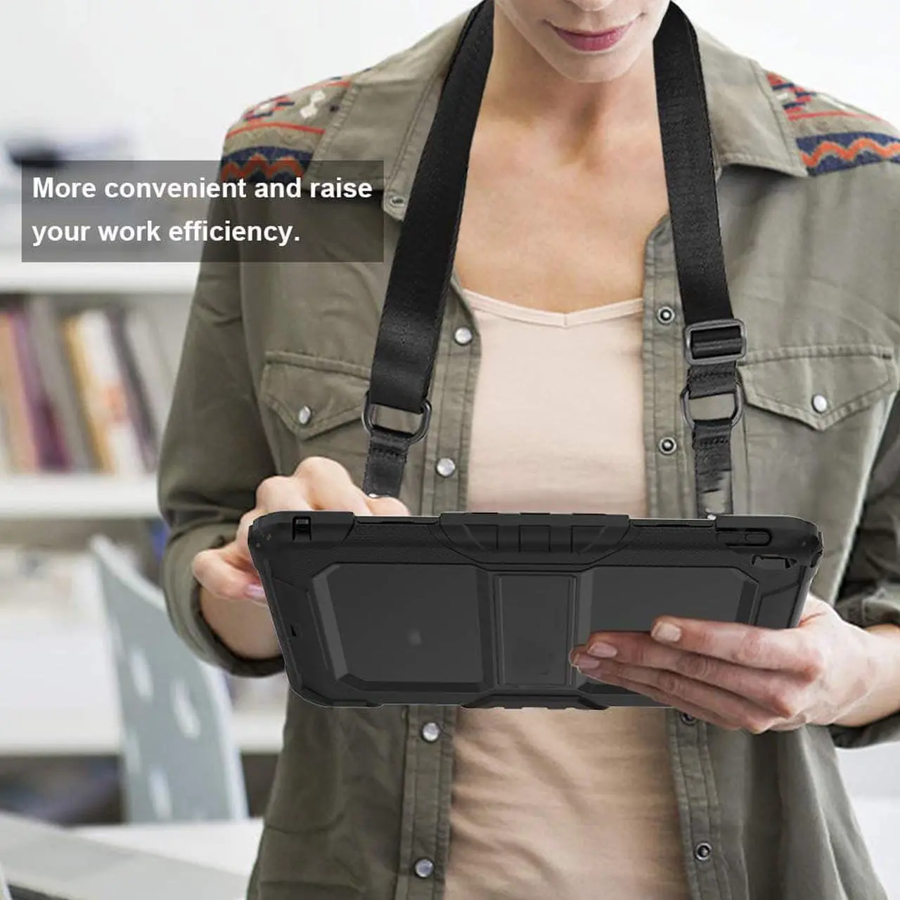 Alt view image 7 of 7 - iPad 9.7 Case iPad Air 2 Cover Heavy Duty Rugged Shockproof Silicone Protective Case With Stand & Shoulder Strap For Apple iPad Air 2 / iPad Pro 9.7 / iPad 9.7 2017 2018 iPad 5th / 6th Generation