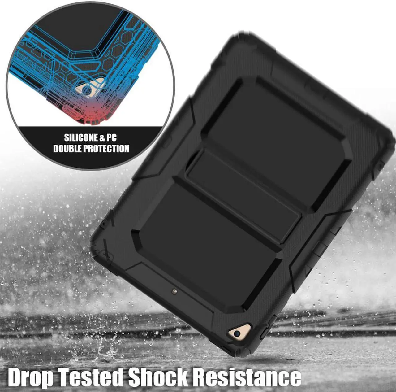 Alt view image 5 of 7 - iPad 9.7 Case iPad Air 2 Cover Heavy Duty Rugged Shockproof Silicone Protective Case With Stand & Shoulder Strap For Apple iPad Air 2 / iPad Pro 9.7 / iPad 9.7 2017 2018 iPad 5th / 6th Generation