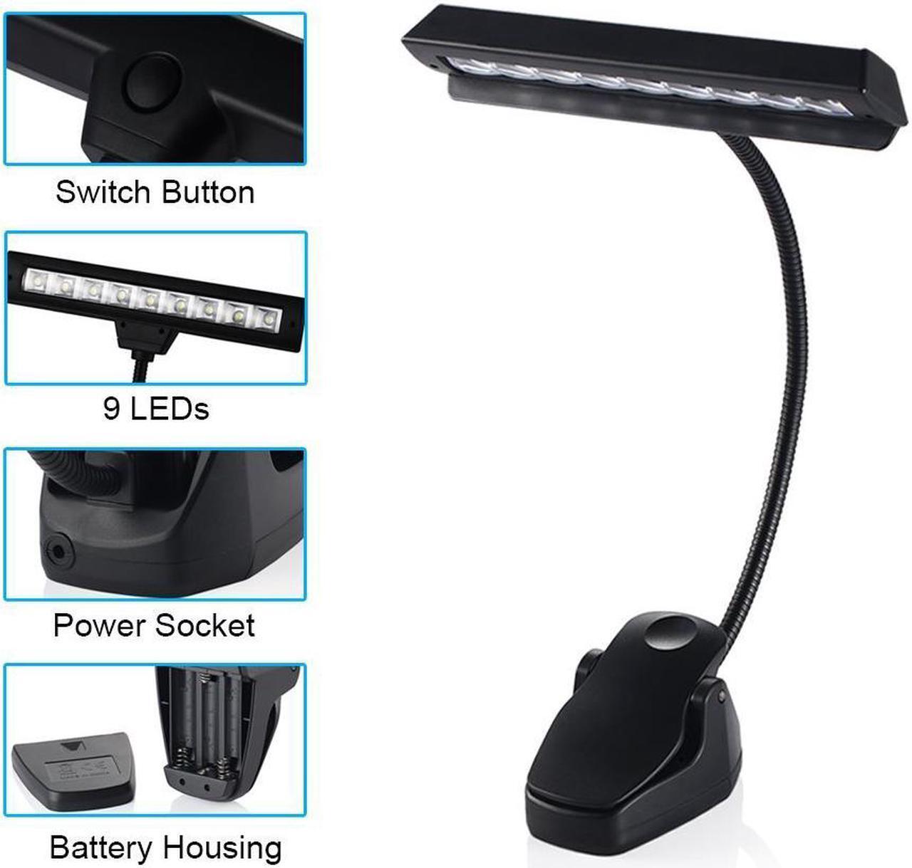 Alt view image 4 of 7 - WERLEO 9 LED Clip On Music Stand Lights 3AA Batteries Included Adjustable Cordless Portable Led Lamp for Mixing Orchestra Work Craft Table (Powered by AA Batteries AC Adapter or USB Cable)