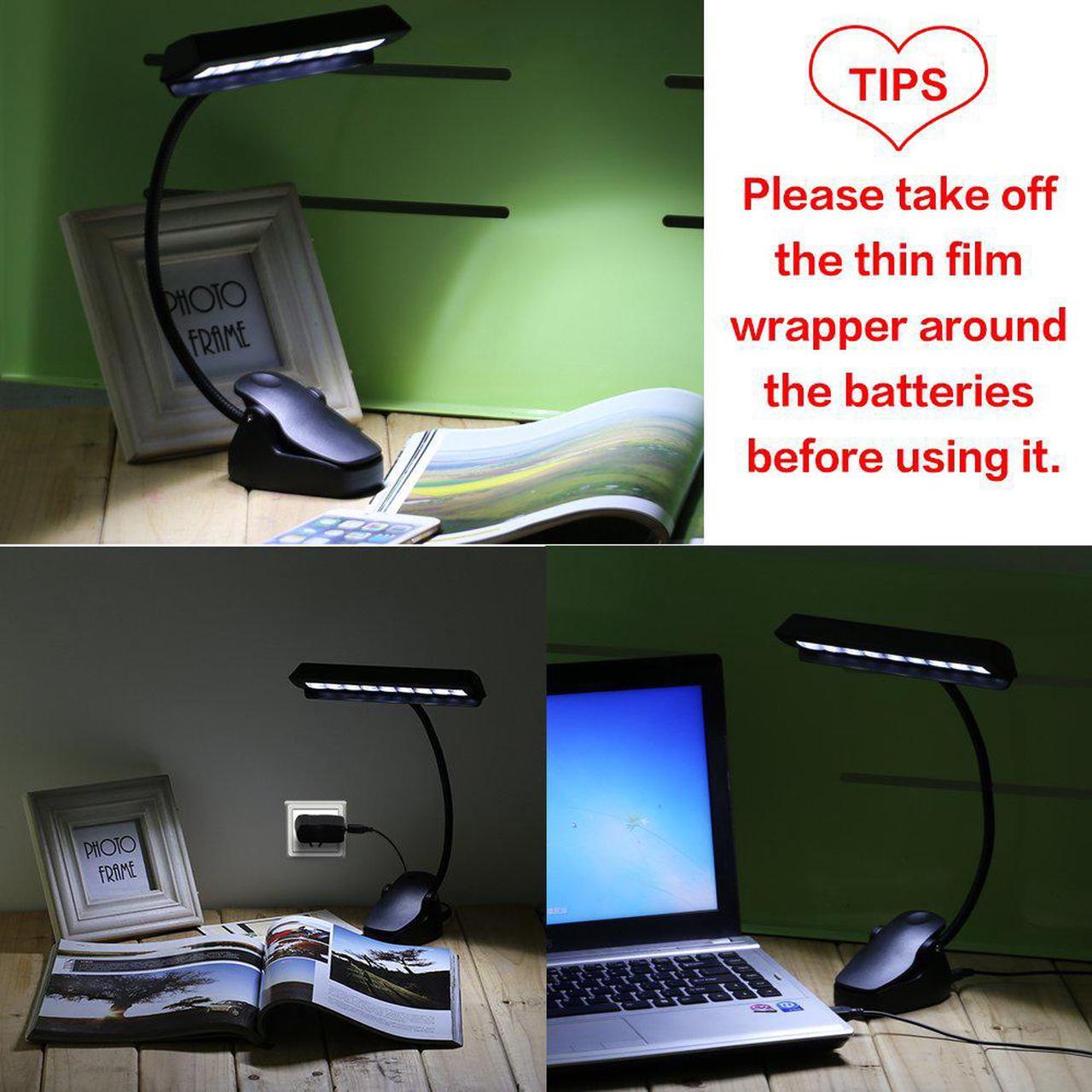 Alt view image 2 of 7 - WERLEO 9 LED Clip On Music Stand Lights 3AA Batteries Included Adjustable Cordless Portable Led Lamp for Mixing Orchestra Work Craft Table (Powered by AA Batteries AC Adapter or USB Cable)