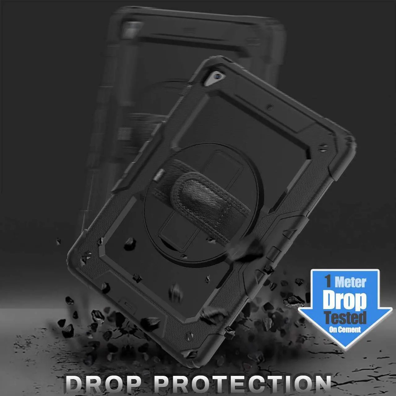 Alt view image 5 of 7 - iPad 6th 5th Generation Case New iPad 9.7 Inch 2018 2017 Case Full-body Shock Proof Hybrid Armor Protective Case Cover with 360 Rotating Stand & Strap for Apple iPad 5th / 6th iPad Air 2 iPad Pro 9.7