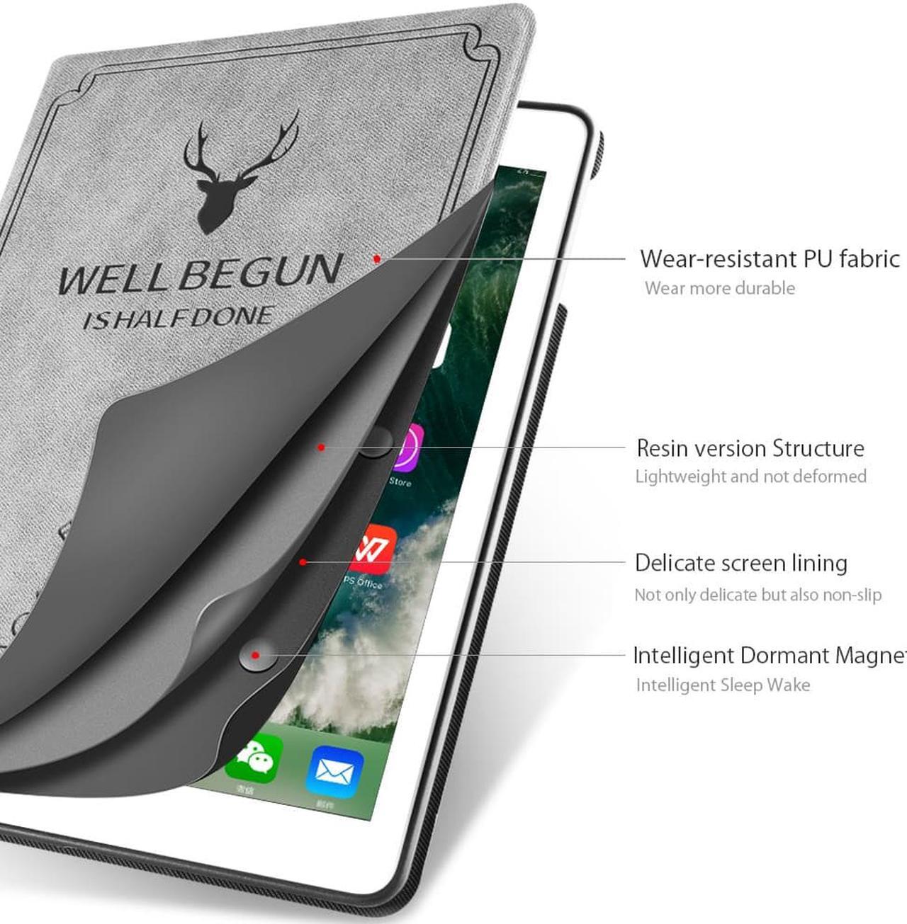 Alt view image 6 of 7 - iPad 9.7 2018 2017 Case / iPad Air 2 Case / iPad Air Case Slim Leather Stand Cover Shell Lightweight Multi-Angle Viewing Folio Cover with Auto Sleep/Wake for Apple iPad 6th / 5th Gen iPad Air 2