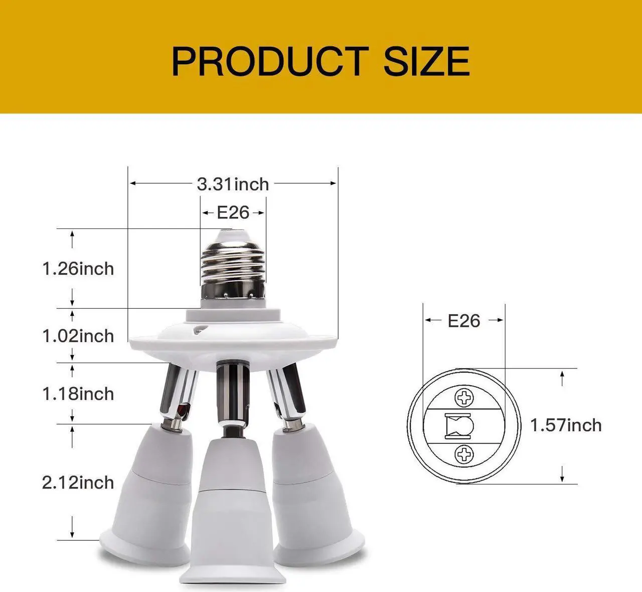 Alt view image 4 of 6 - Werleo 3 in 1 Light Socket Splitter E26 E27 Adapter Converter for Standard LED Bulbs 360 Degrees Adjustable 180 Degree Bendable Max Watt 180W