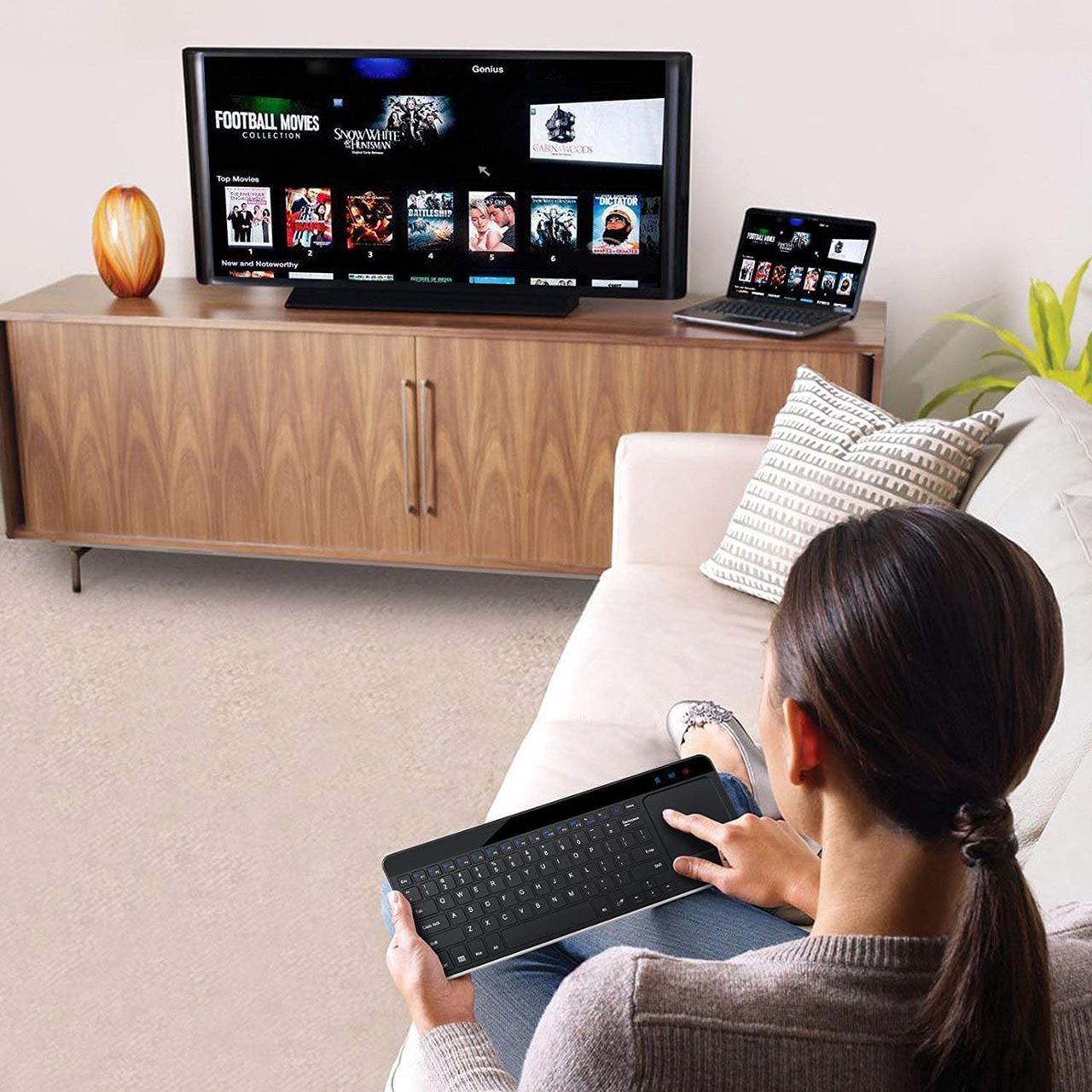 Alt view image 6 of 7 - Werleo 2.4G Wireless Touch Keyboard USB Touchpad Media with Built-in Large Size Trackpad Mouse Black