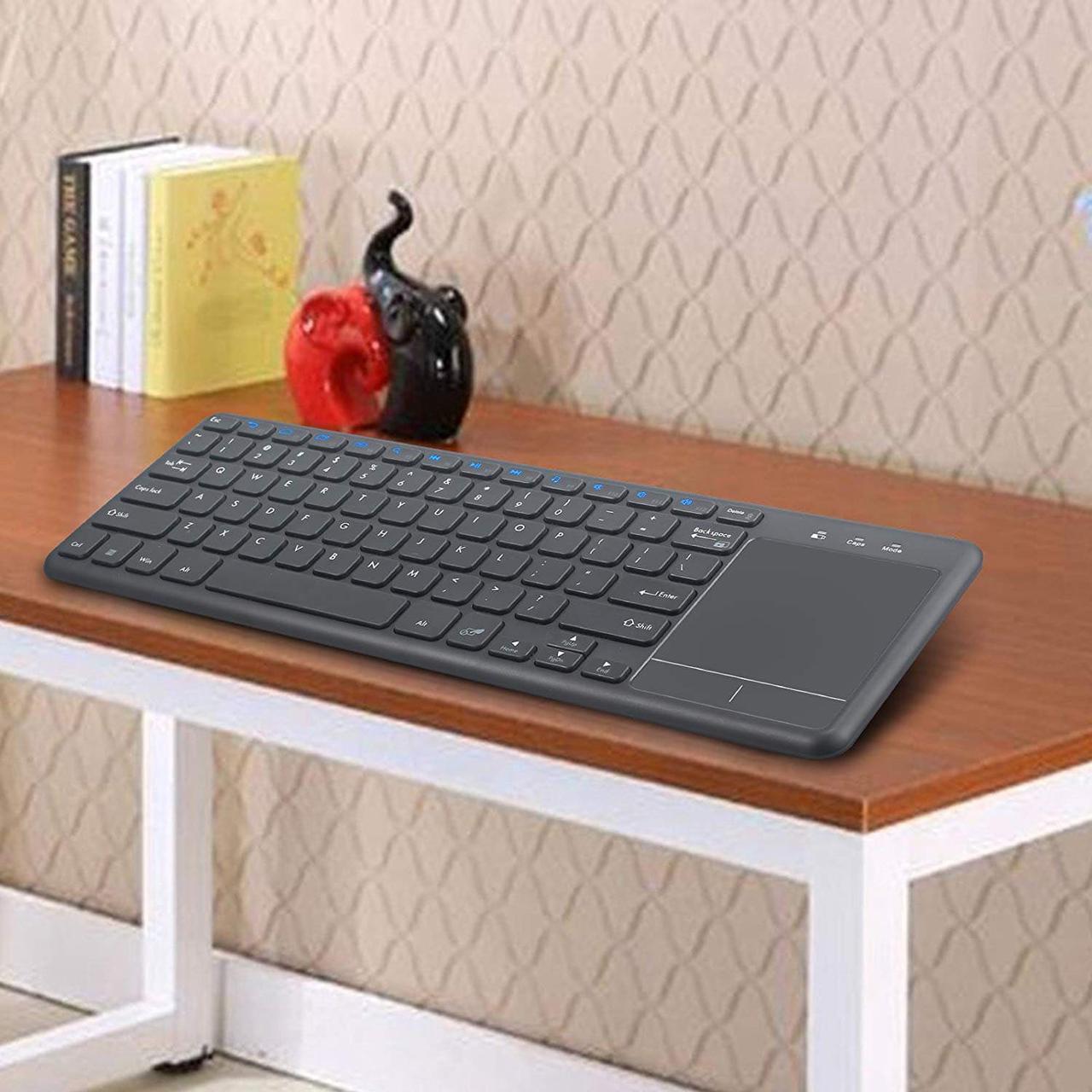 Alt view image 7 of 7 - Werleo 2.4G Wireless Touch Keyboard USB Touchpad Media with Built-in Large Size Trackpad Mouse Black