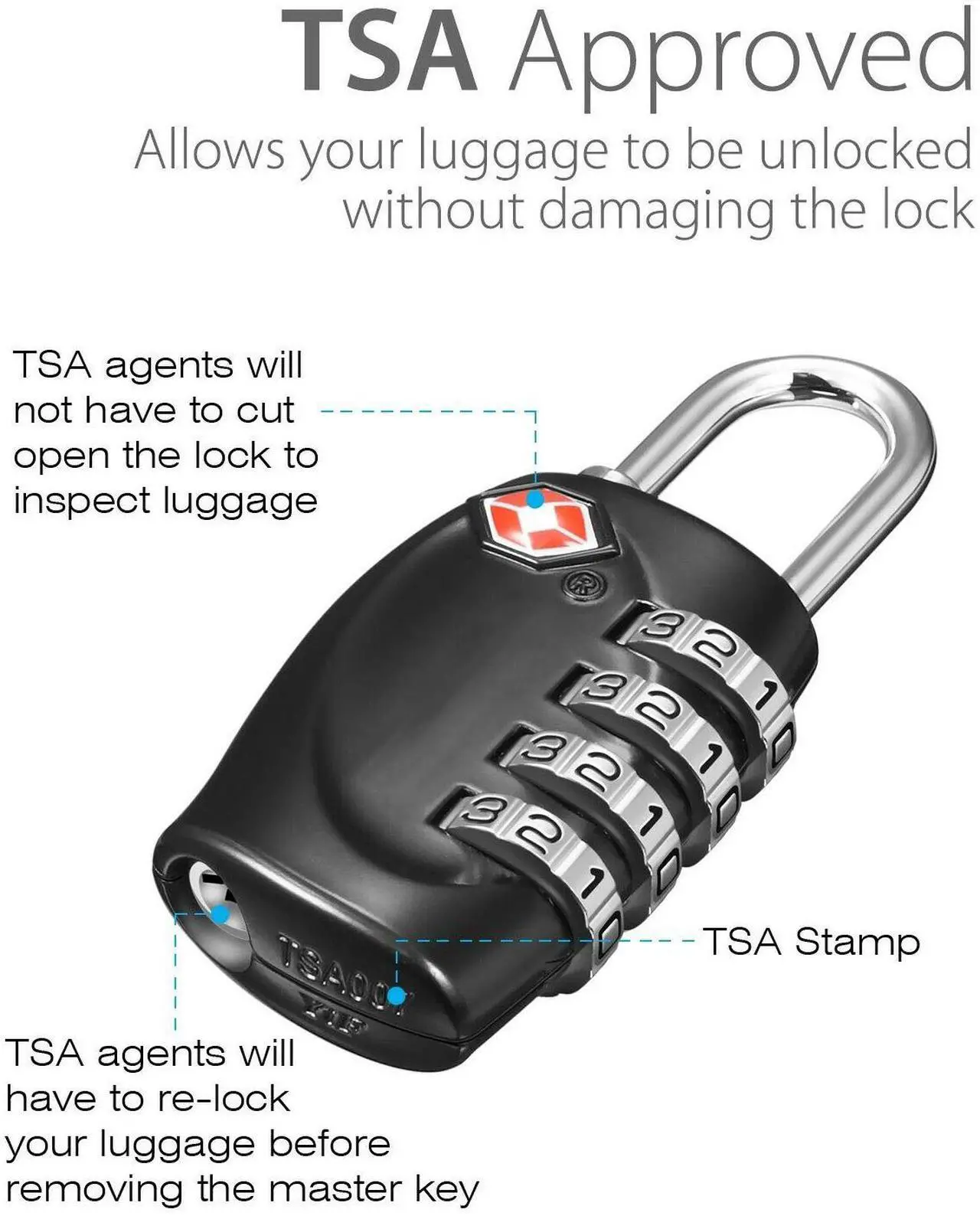 Alt view image 4 of 7 - Werleo 4 Digit TSA Approved Luggage locks for Suitcases & Baggage Black - 2 Packs