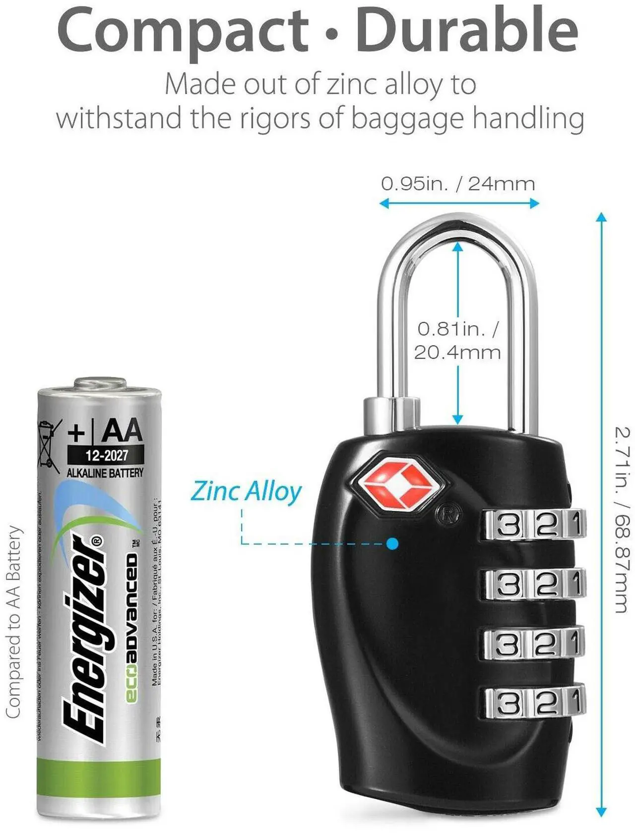 Alt view image 5 of 7 - Werleo 4 Digit TSA Approved Luggage locks for Suitcases & Baggage Black - 2 Packs