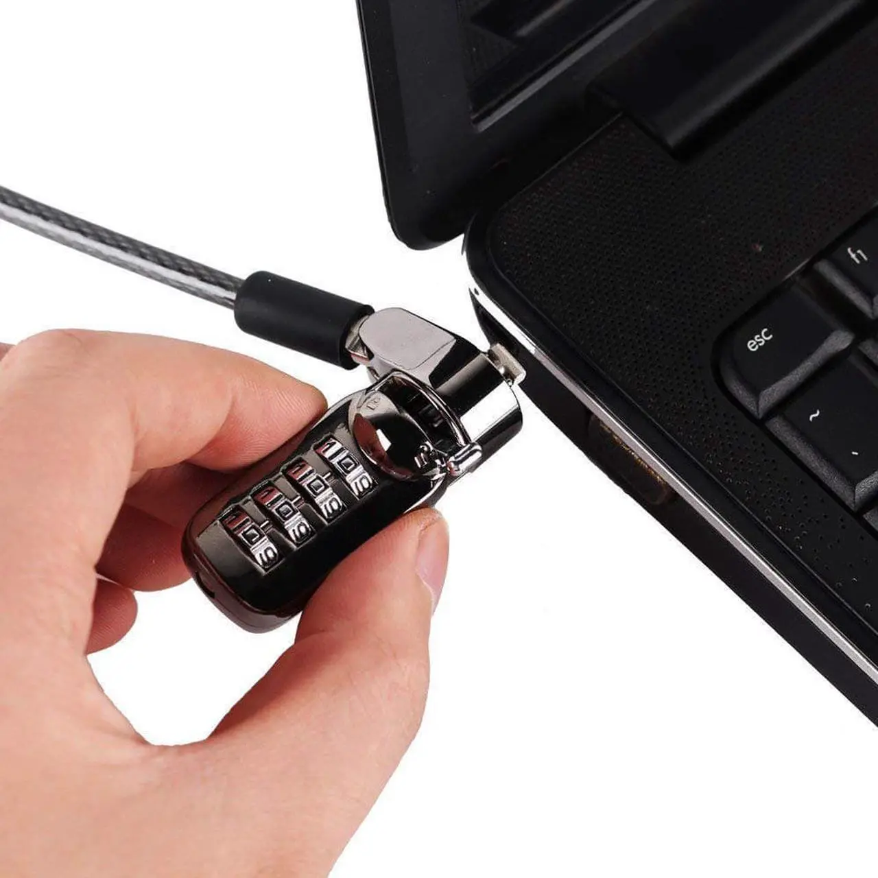 Alt view image 6 of 7 - Werleo Notebook Laptop Combination Lock Security Cable - 4 Digit Password Protections, Theft Deterrent - with Sturdy Thick Black Security Cable - for Desktops, Laptops and Projectors