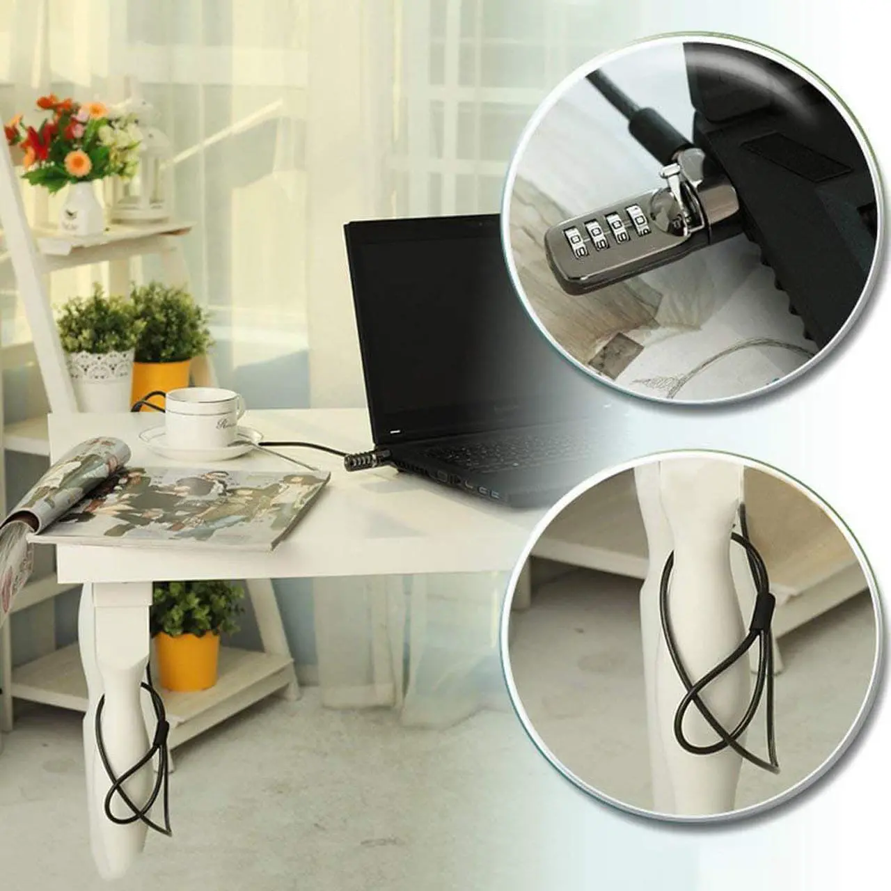 Alt view image 7 of 7 - Werleo Notebook Laptop Combination Lock Security Cable - 4 Digit Password Protections, Theft Deterrent - with Sturdy Thick Black Security Cable - for Desktops, Laptops and Projectors