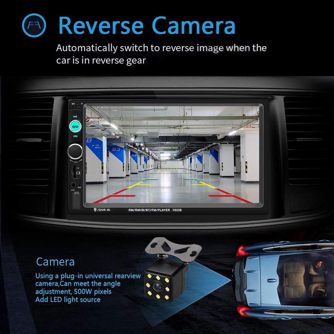 Alt view image 4 of 7 - Double Din Car Stereo 7 Inch Touch Screen Headunit MP5 Player Receiver TF FM Radio Car Audio Bluetooth Support Backup Rear View Camera Steering Wheel Remote Control Mirror Link