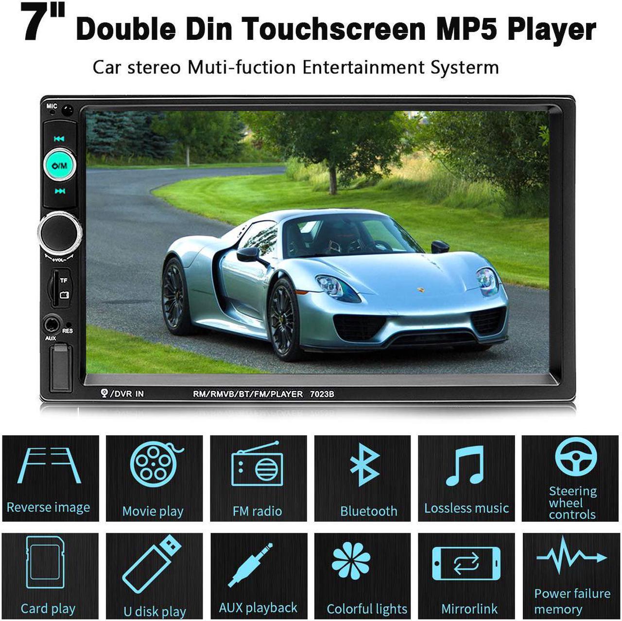 Alt view image 2 of 7 - Double Din Car Stereo 7 Inch Touch Screen Headunit MP5 Player Receiver TF FM Radio Car Audio Bluetooth Support Backup Rear View Camera Steering Wheel Remote Control Mirror Link