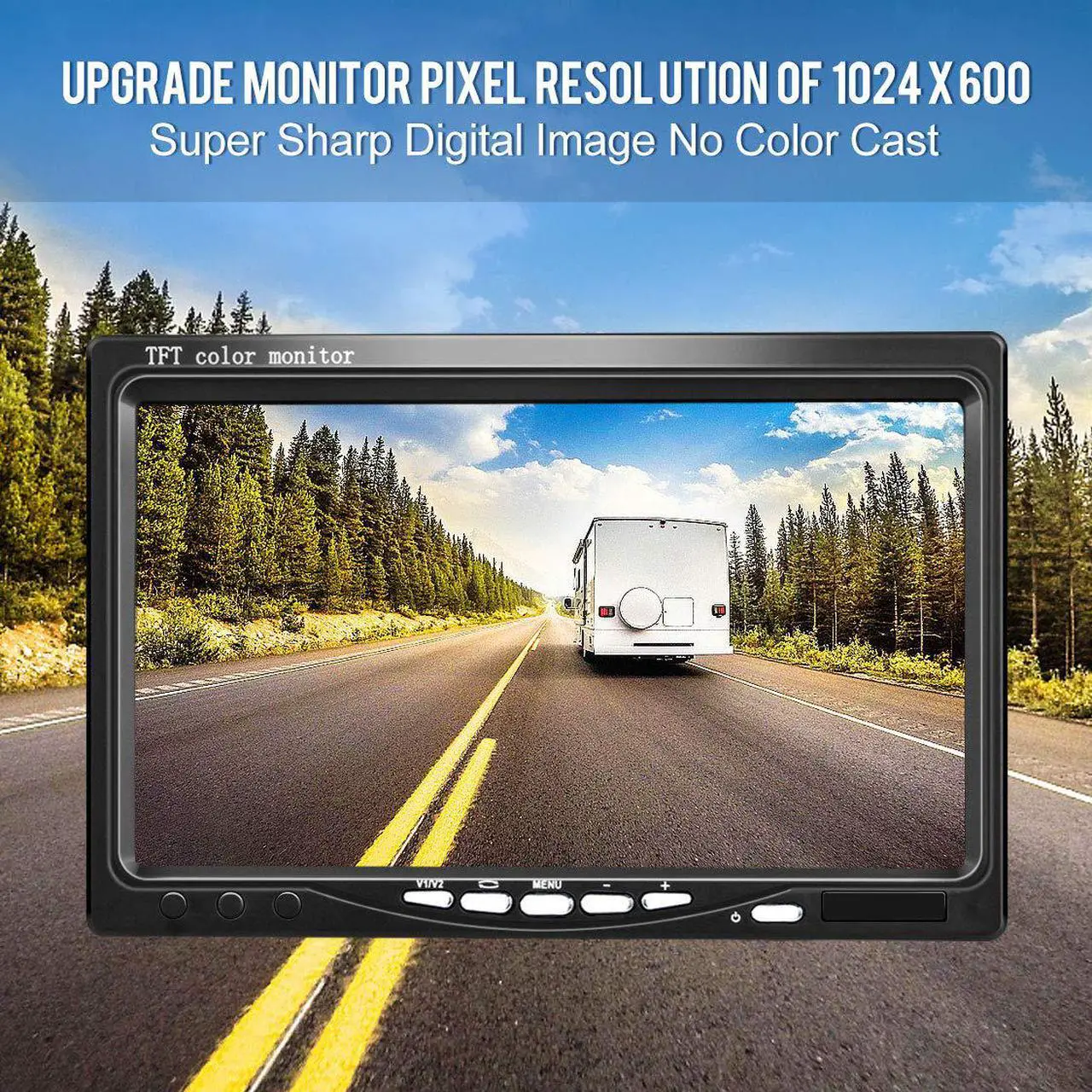Alt view image 2 of 7 - Upgrade Backup Camera Monitor Kit 1024X600 HD IP69 Waterproof Rearview Reversing Rear View Camera 7 inch LCD Reversing Monitor Truck Semi-Trailer Box Truck RV — HD Transmission Four-pin