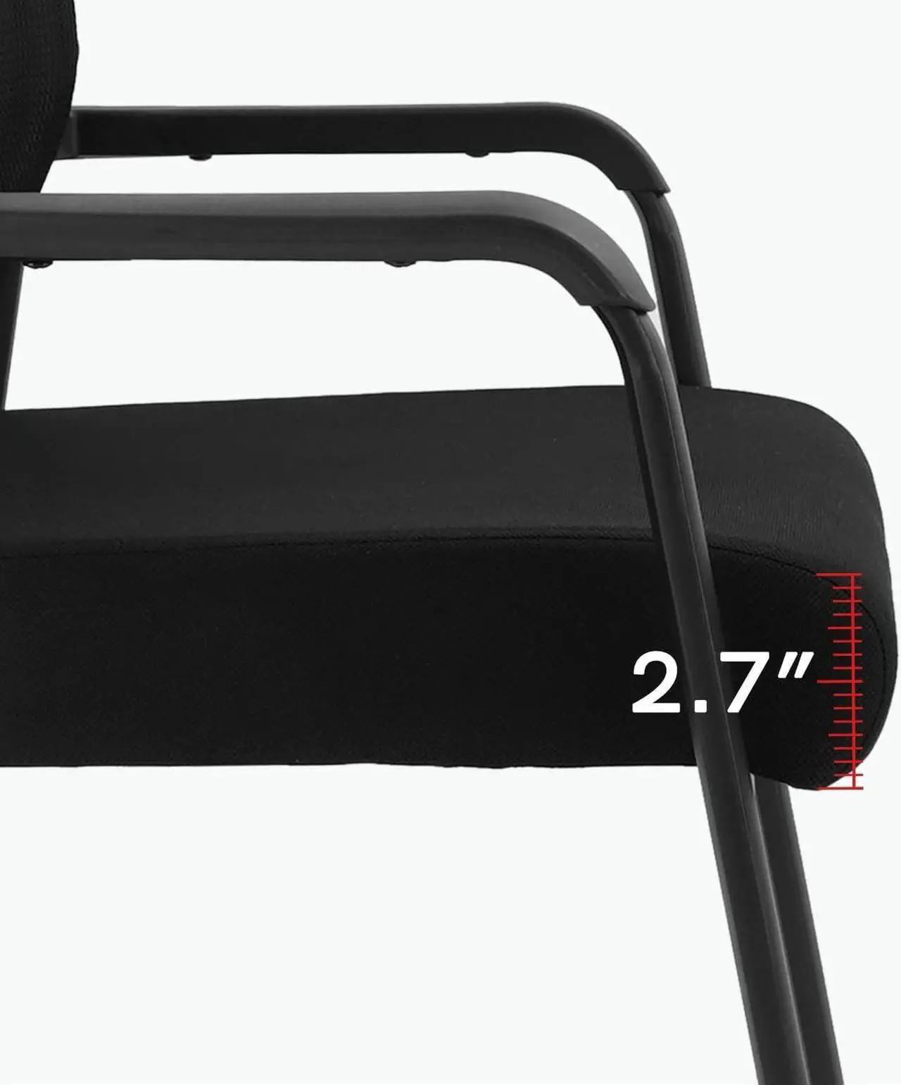 Alt view image 6 of 7 - KLASIKA Desk Chair No Wheels with Adjustable Mesh Backrest, Arm Chair with Ergonomic Lumbar Support and Thickened Seats Cushion, Waiting Room Chairs for Office School Church Guest Reception
