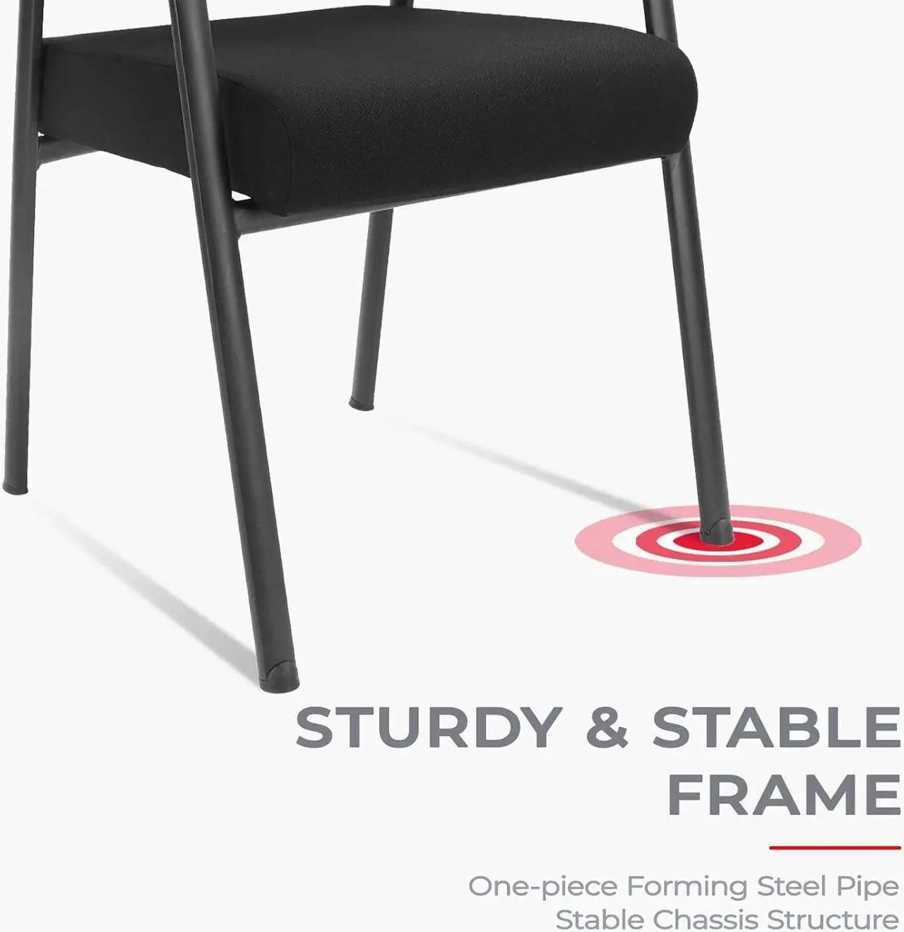 Alt view image 4 of 7 - KLASIKA Desk Chair No Wheels with Adjustable Mesh Backrest, Arm Chair with Ergonomic Lumbar Support and Thickened Seats Cushion, Waiting Room Chairs for Office School Church Guest Reception