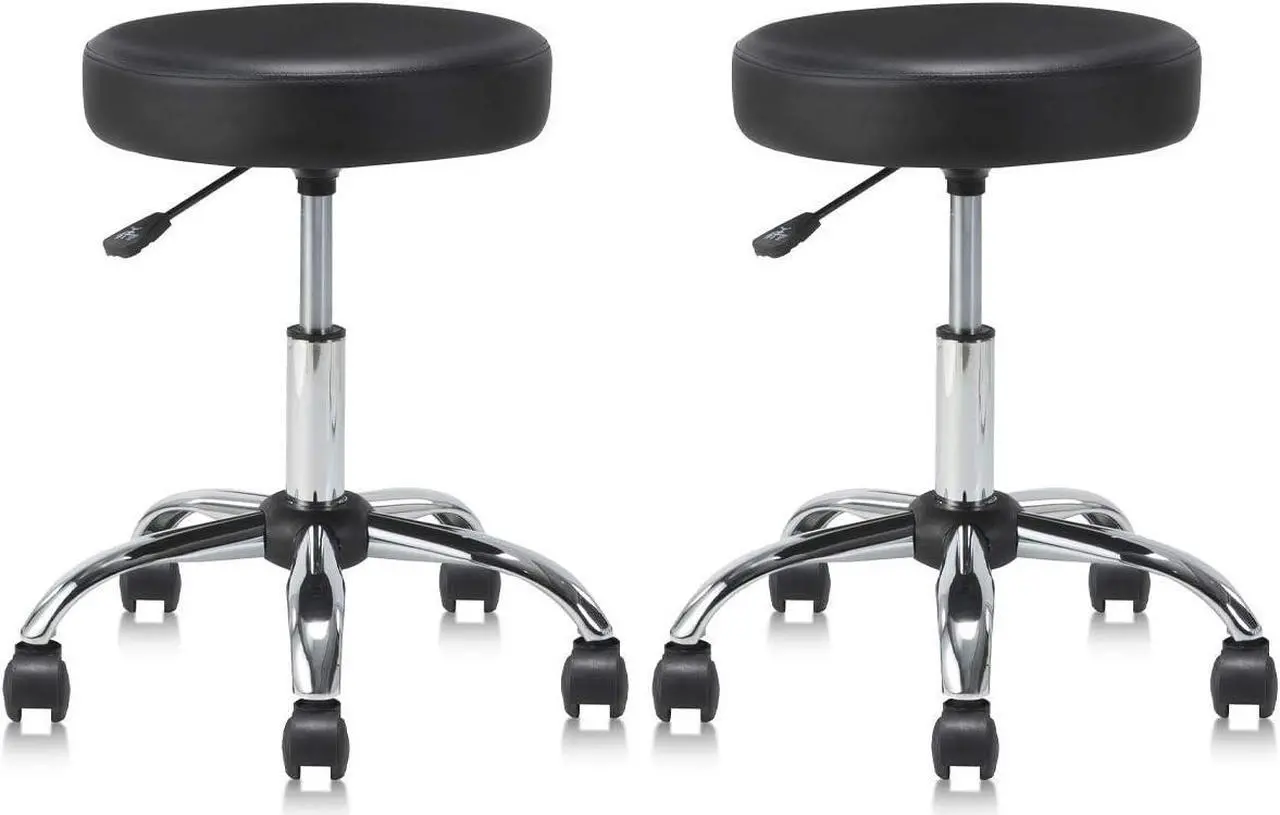 Main image of KLASIKA Round Rolling Stool Swivel with Wheels Adjustable Height Seat 19.7"D x 19.7"W x 22"H Multi-Purpose Heavy Duty Wide Seat Drafting Stool Chair for Office Salon Massage Spa Medical Tattoo Beauty