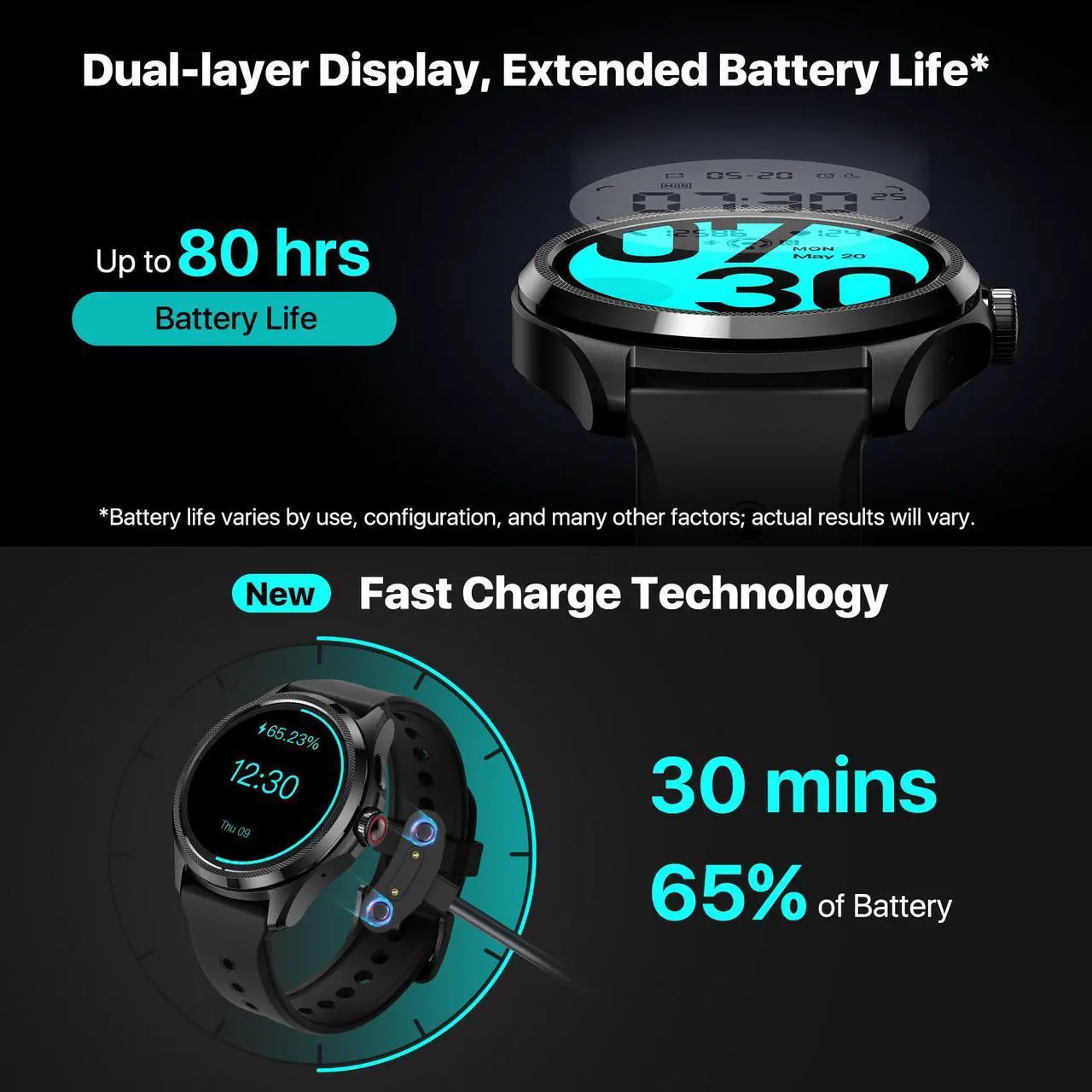 Alt view image 4 of 7 - Ticwatch Pro 5 Android Smartwatch for Men Snapdragon W5+ Gen 1 Platform Wear OS Smart Watch 80 Hrs Long Battery Life Health Fitness Tracking Built in GPS 5ATM Water Resistance Compass NFC Mic Speaker