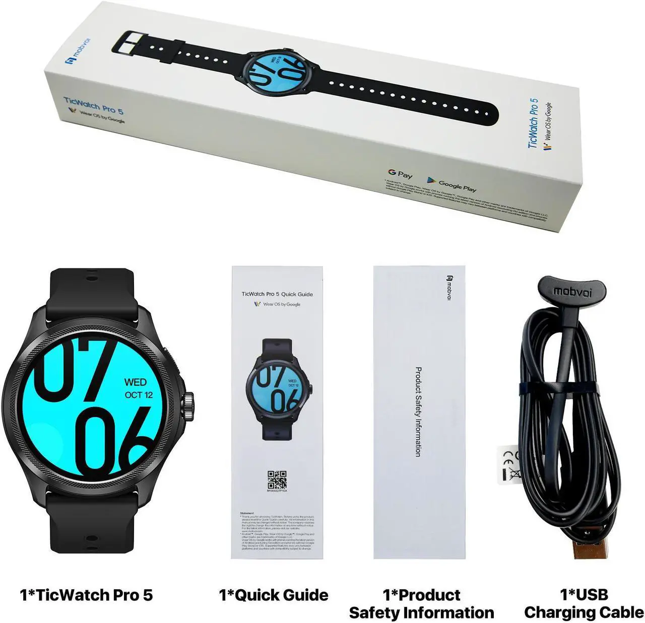 Alt view image 7 of 7 - Ticwatch Pro 5 Android Smartwatch for Men Snapdragon W5+ Gen 1 Platform Wear OS Smart Watch 80 Hrs Long Battery Life Health Fitness Tracking Built in GPS 5ATM Water Resistance Compass NFC Mic Speaker