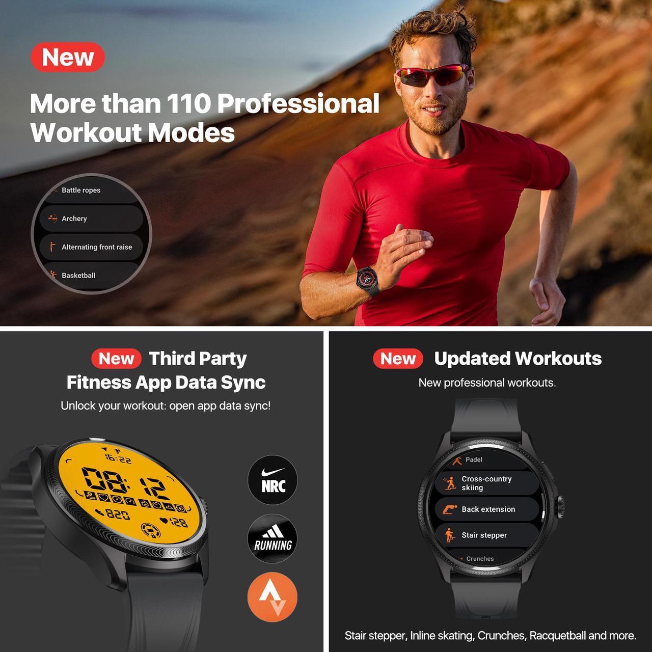 Alt view image 5 of 7 - Mobvoi TicWatch Pro 5 Enduro Smartwatch for Men 1.43" Android SmartWatch 90 Hrs Battery 110+ Workout Modes 7/24 Heart Rate Health Fitness Tracker Outdoor 5ATM GPS Compass Android Compatible Only