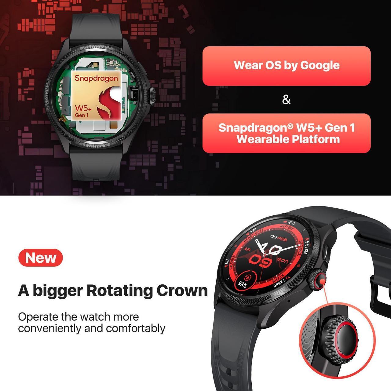 Alt view image 3 of 7 - Mobvoi TicWatch Pro 5 Enduro Smartwatch for Men 1.43" Android SmartWatch 90 Hrs Battery 110+ Workout Modes 7/24 Heart Rate Health Fitness Tracker Outdoor 5ATM GPS Compass Android Compatible Only