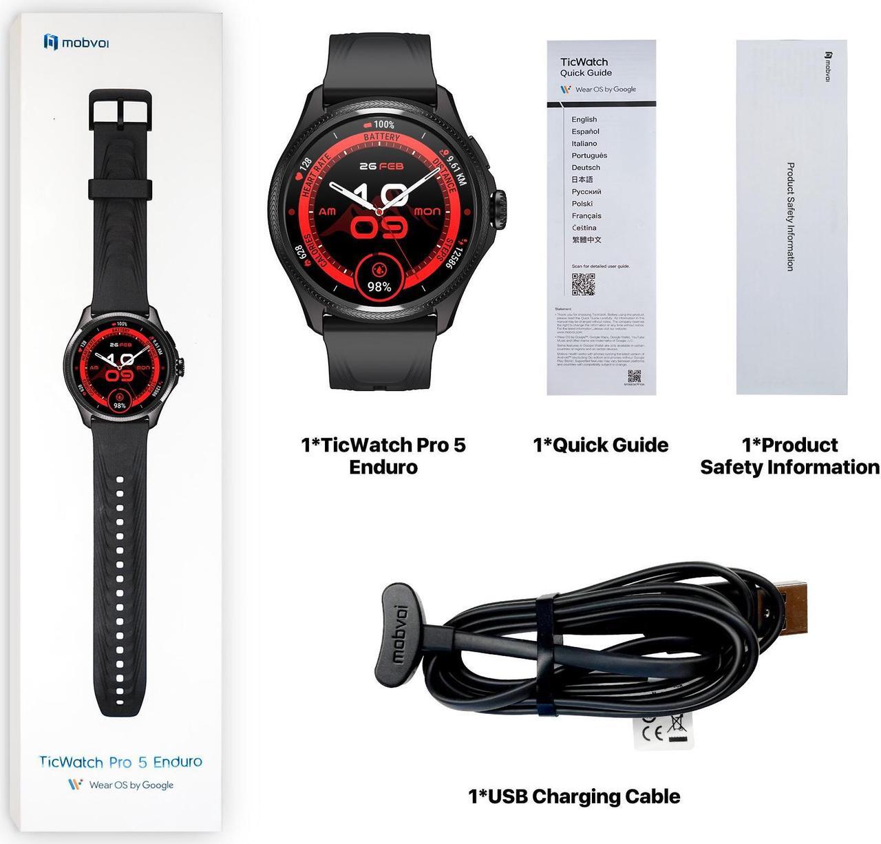 Alt view image 7 of 7 - Mobvoi TicWatch Pro 5 Enduro Smartwatch for Men 1.43" Android SmartWatch 90 Hrs Battery 110+ Workout Modes 7/24 Heart Rate Health Fitness Tracker Outdoor 5ATM GPS Compass Android Compatible Only