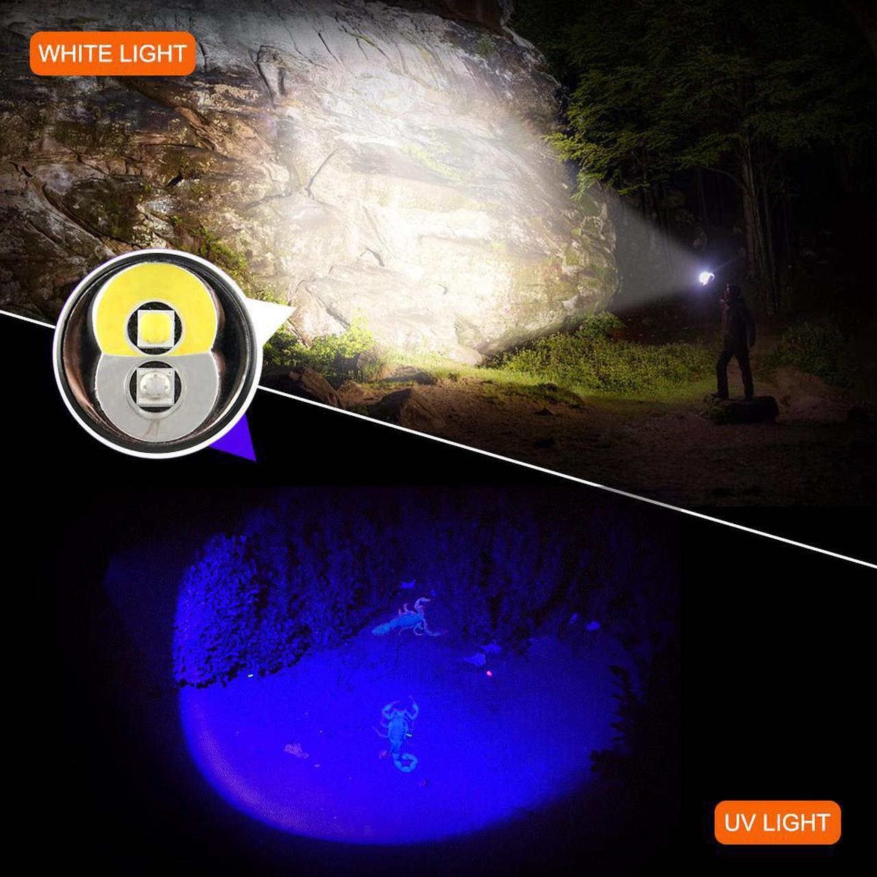 Alt view image 3 of 7 - NICRON LED Rechargeable Flashlight, IP65 Waterproof, 700 Lumen, 90 Degree Rotating Head, Mini Rechargeable Hand Lamp, 5 Modes for Outdoor Camping, with 14500 Battery, B74UV