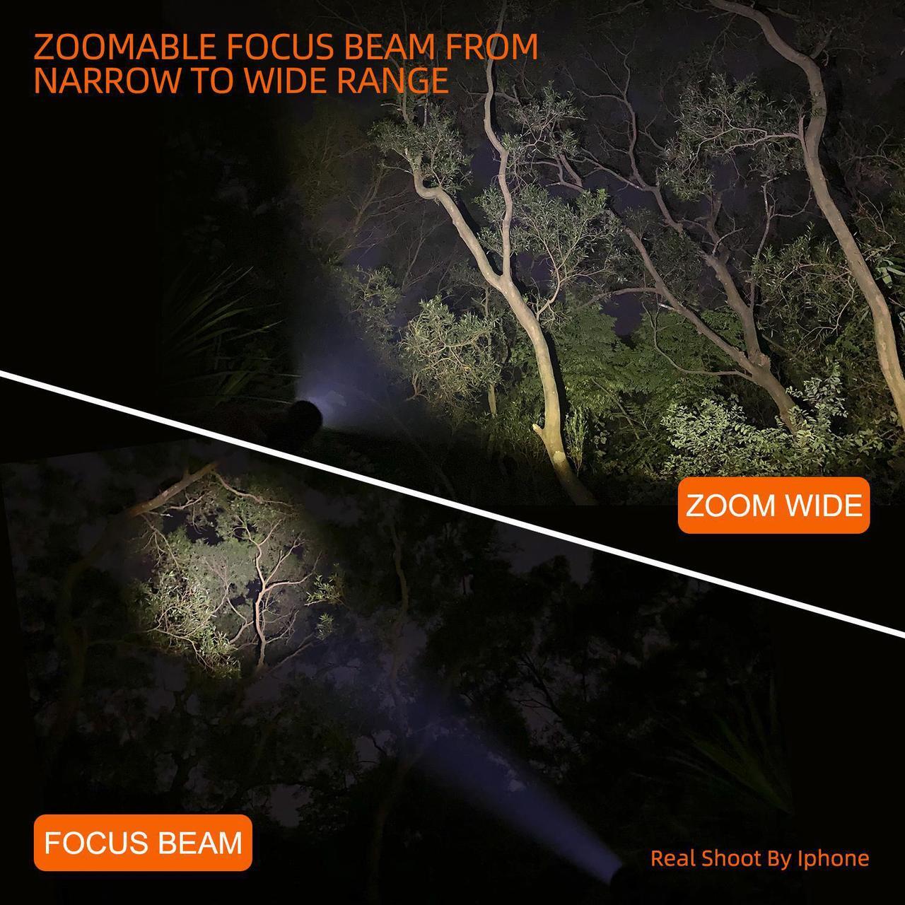 Alt view image 4 of 7 - NICRON 800 Lumen N8F Focus Flashlight with 5 Modes,Zoomable LED Flashlight with Rechargeable Battery and Micro-USB,IP65 Waterproof and Dustproof,Suitable for Camping,Fishing, Jogging,Outdoors N8F