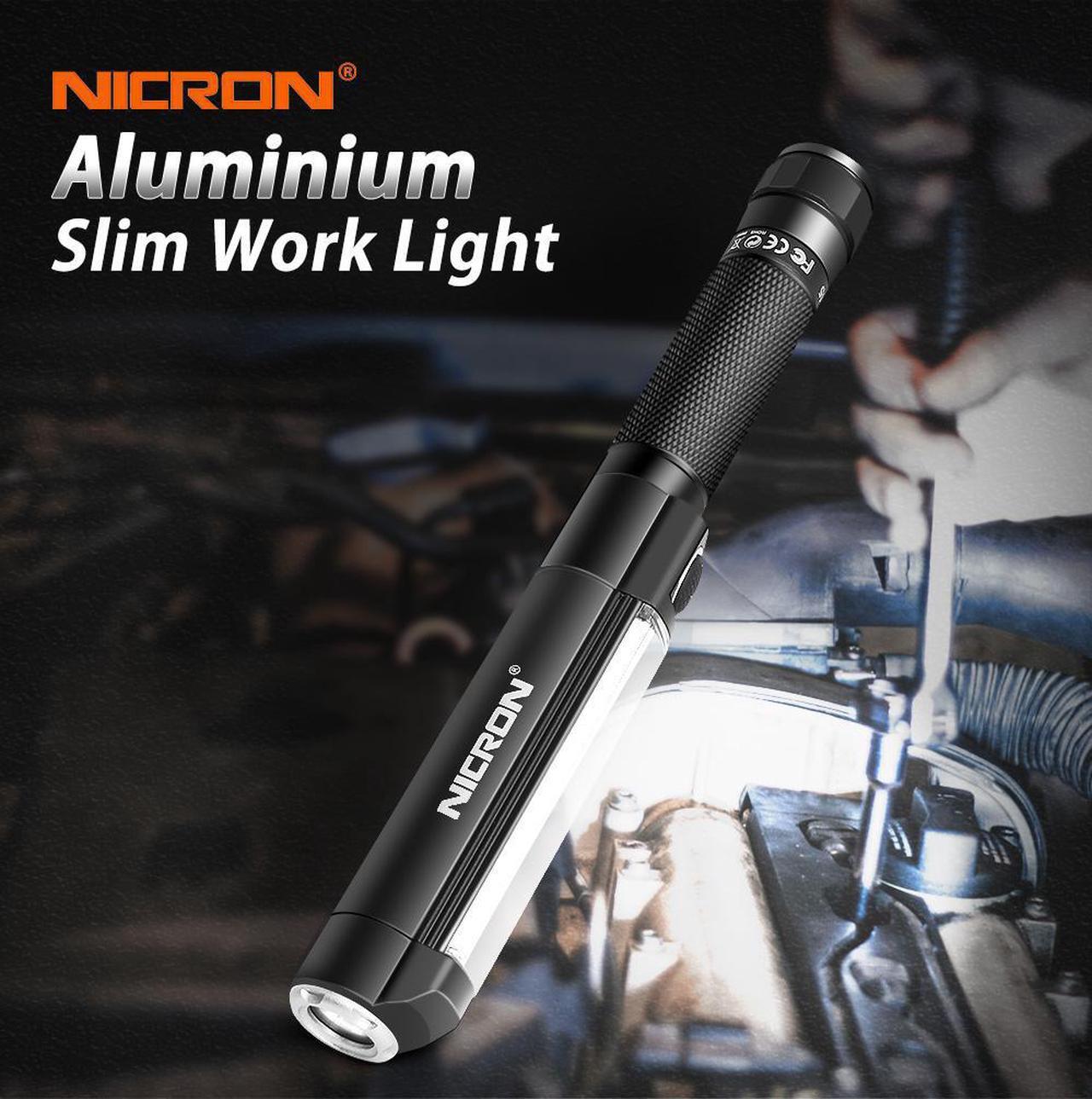 Alt view image 2 of 7 - NICON Worklight Pocket Light With Both Spot and Flood Light,COB Magnetic Base Work Light, 500 Lumens Inspection Pen Light 5 Modes LED Flood Handheld Led Flashlight 3*AAA For Car Repair, Household WL15