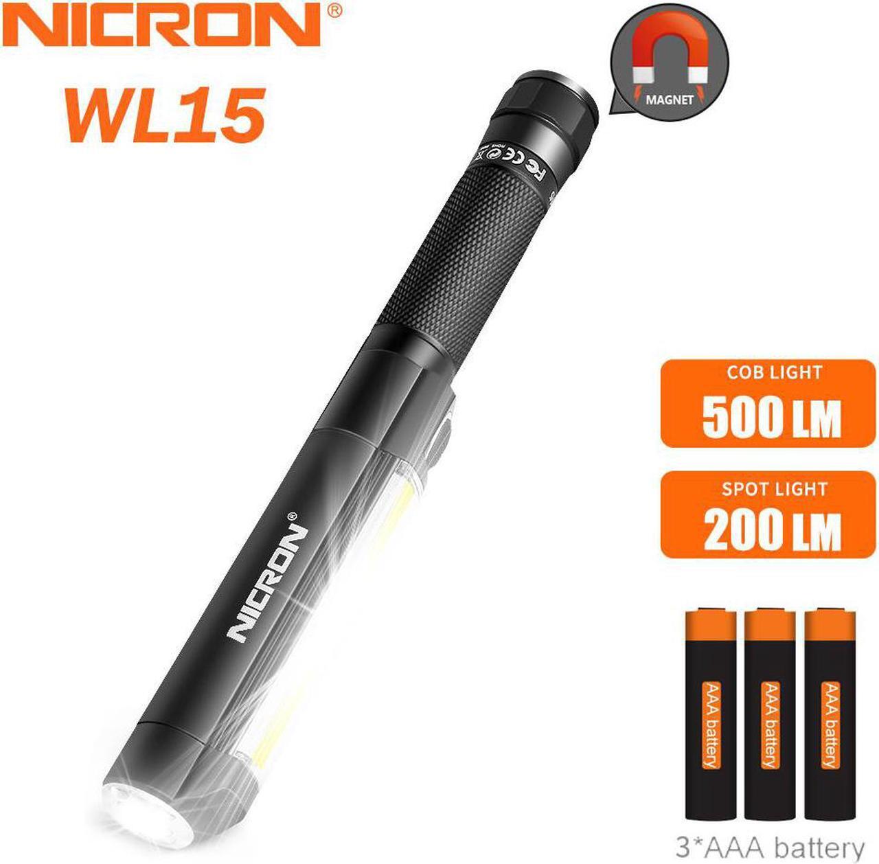Main image of NICON Worklight Pocket Light With Both Spot and Flood Light,COB Magnetic Base Work Light, 500 Lumens Inspection Pen Light 5 Modes LED Flood Handheld Led Flashlight 3*AAA For Car Repair, Household WL15