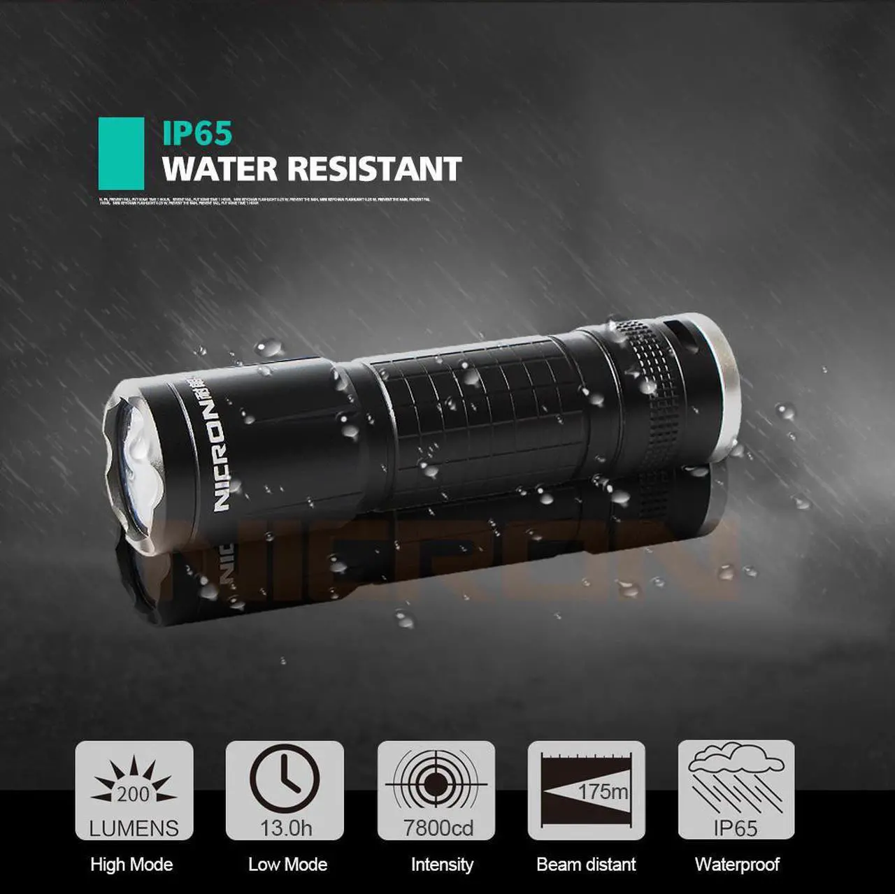Alt view image 2 of 7 - NICRON 3W LED flashlight N5 waterproof IP65 200LM brightness beam distance 175m 3pcs AAA battery mini flashlight for outdoor household maintenance N5