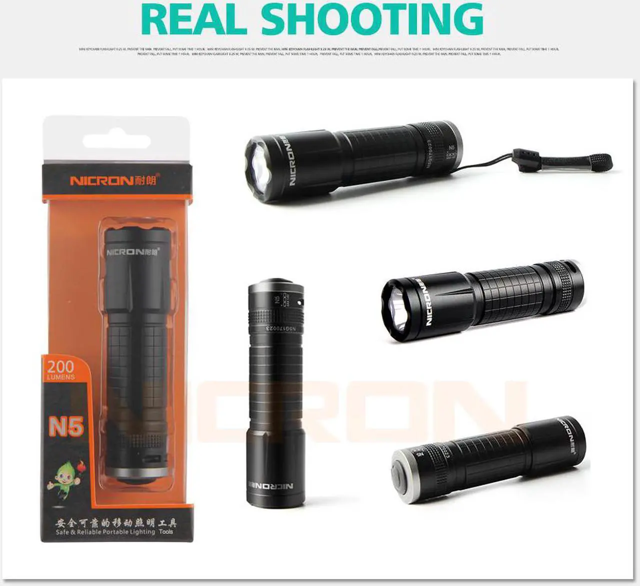 Alt view image 7 of 7 - NICRON 3W LED flashlight N5 waterproof IP65 200LM brightness beam distance 175m 3pcs AAA battery mini flashlight for outdoor household maintenance N5