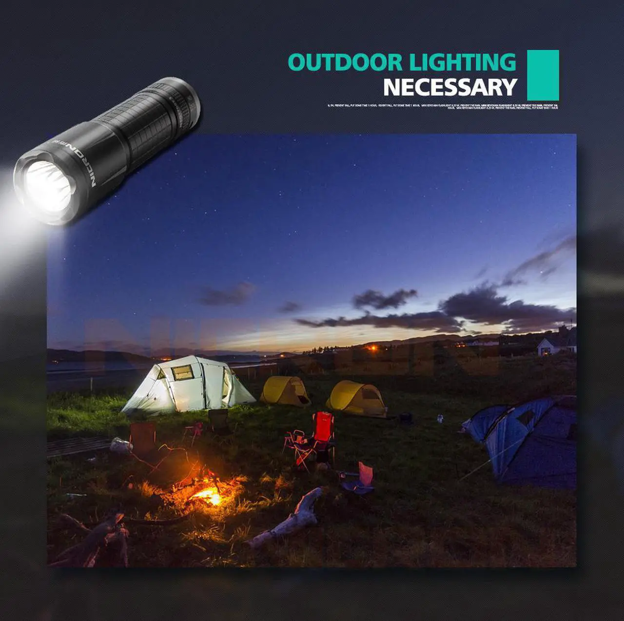 Alt view image 3 of 7 - NICRON 3W LED flashlight N5 waterproof IP65 200LM brightness beam distance 175m 3pcs AAA battery mini flashlight for outdoor household maintenance N5