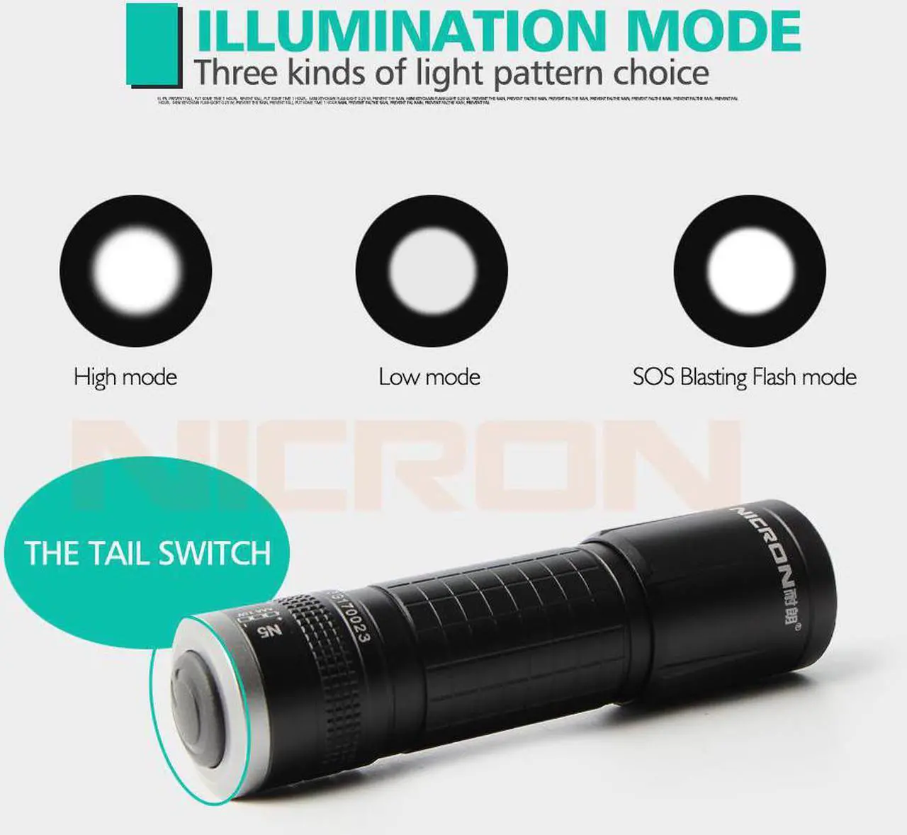 Alt view image 5 of 7 - NICRON 3W LED flashlight N5 waterproof IP65 200LM brightness beam distance 175m 3pcs AAA battery mini flashlight for outdoor household maintenance N5