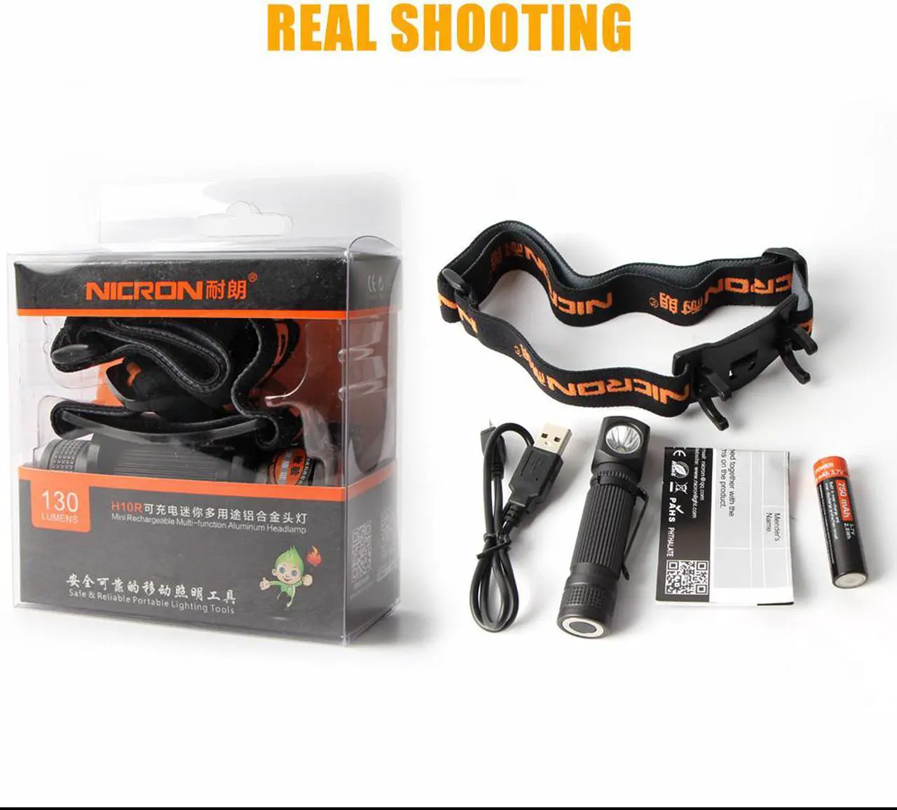 Alt view image 3 of 7 - NICRON Mini Rechargeable LED Headlamp 450Lm 75M Long Beam Waterproof IP65 Flashlight Headlight Torch Lamp For Camping H10R