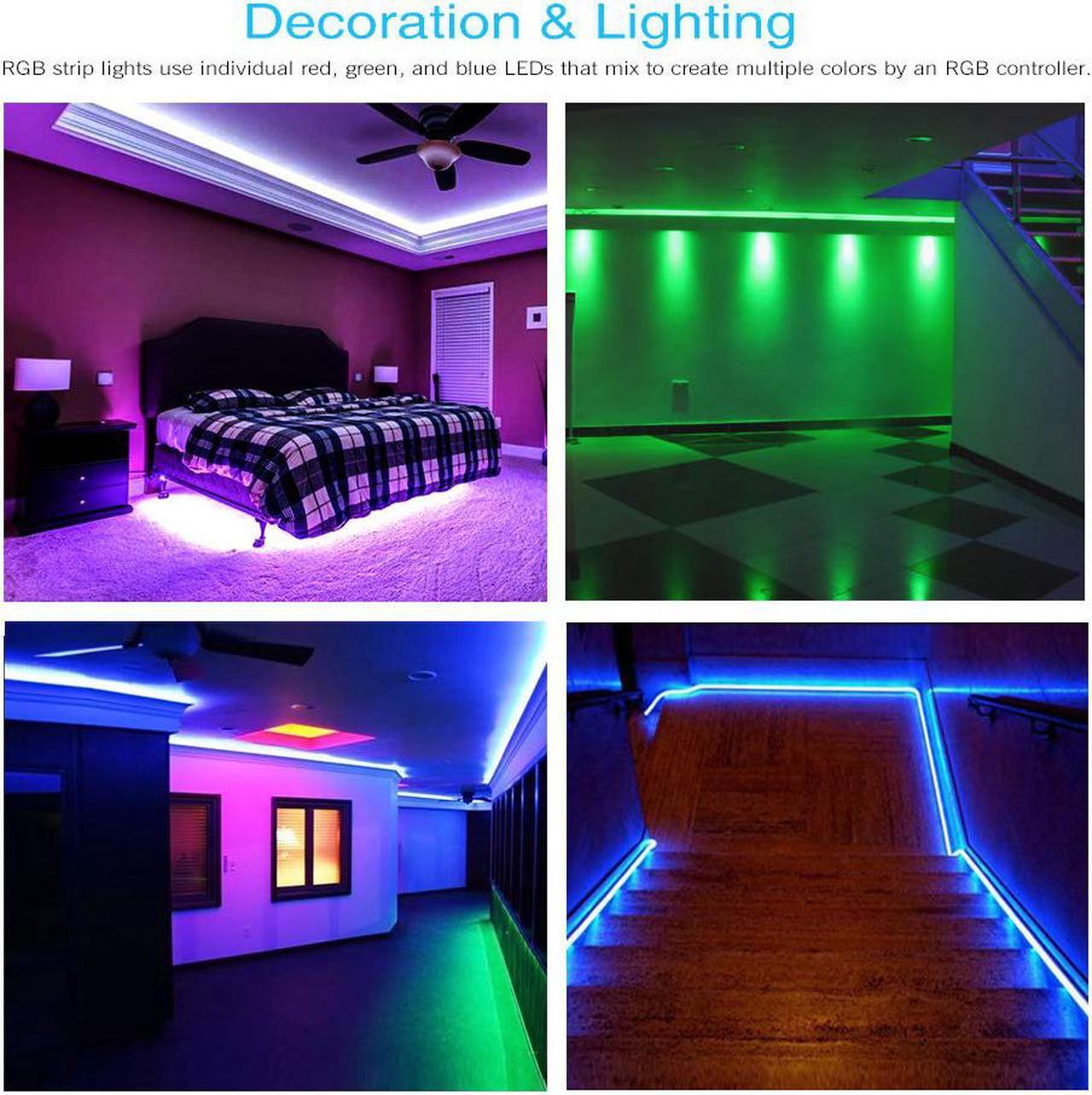 Alt view image 5 of 7 - Led Strip Lights 32.8ft Waterproof Flexible Tape Lights Color Changing 5050 RGB 300 LEDs Light Strips Kit with 44 Keys IR Remote Controller and 12V Power Supply for Home, Bedroom, Kitchen