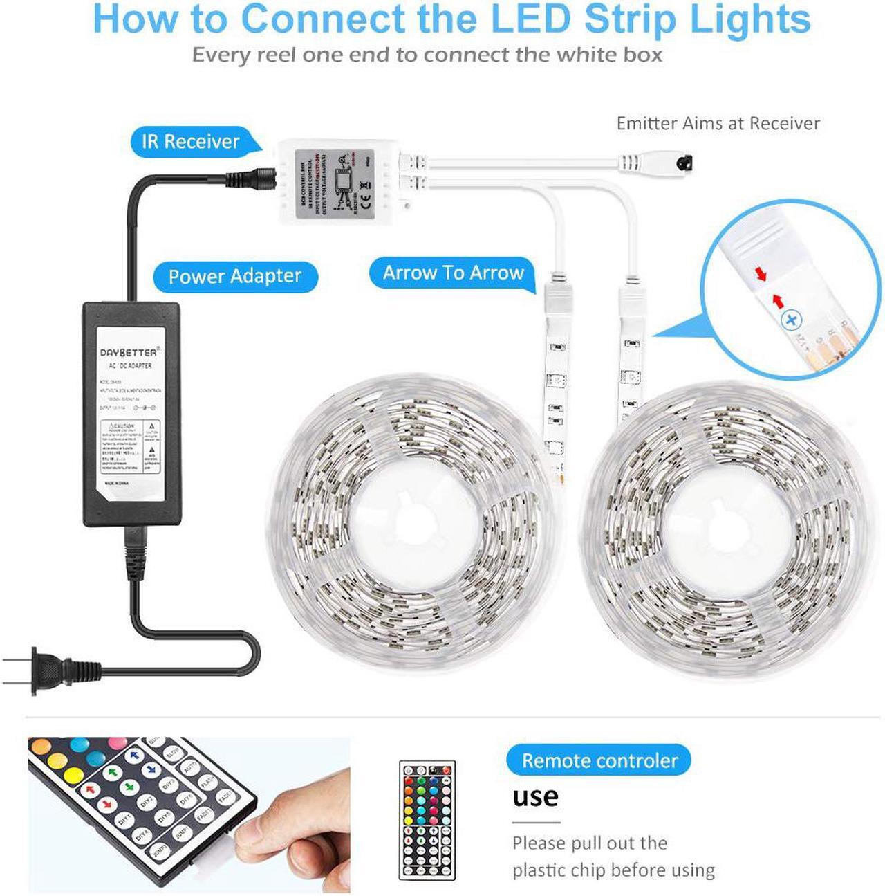 Alt view image 4 of 7 - Led Strip Lights 32.8ft Waterproof Flexible Tape Lights Color Changing 5050 RGB 300 LEDs Light Strips Kit with 44 Keys IR Remote Controller and 12V Power Supply for Home, Bedroom, Kitchen