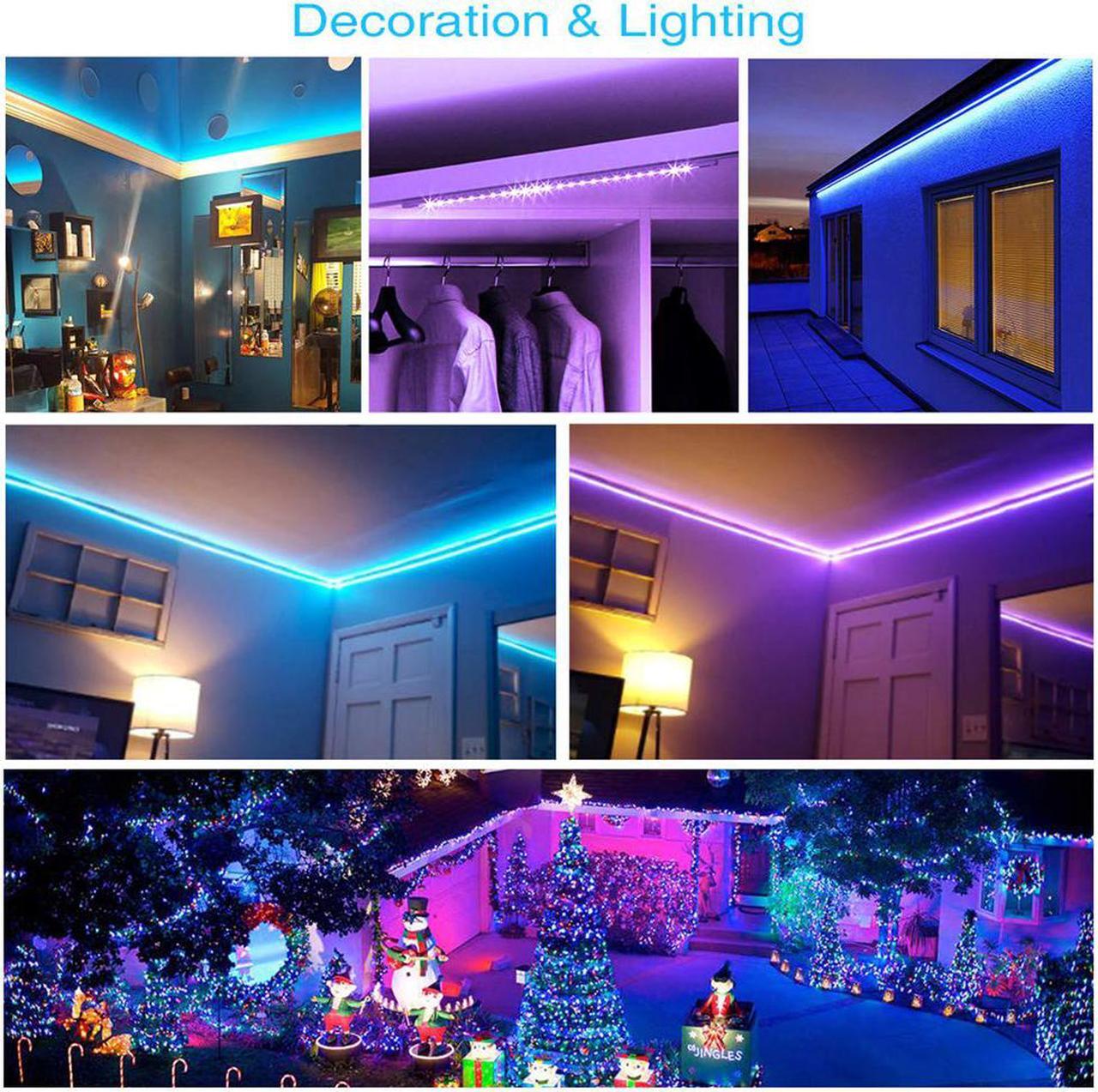 Alt view image 7 of 7 - Led Strip Lights 32.8ft Waterproof Flexible Tape Lights Color Changing 5050 RGB 300 LEDs Light Strips Kit with 44 Keys IR Remote Controller and 12V Power Supply for Home, Bedroom, Kitchen
