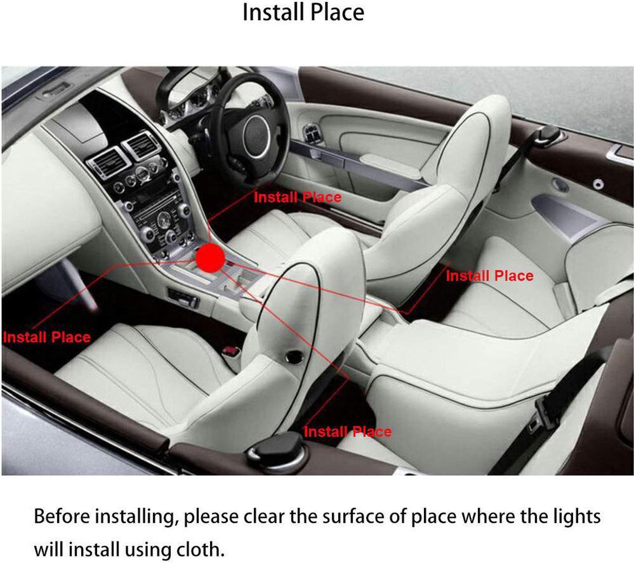 Alt view image 7 of 7 - Car LED Strip Light, 4pcs 72 LED DC 12V Multicolor Music Car Interior Light LED Under Dash Lighting Kit with Sound Active Function and Wireless Remote Control, Car Charger