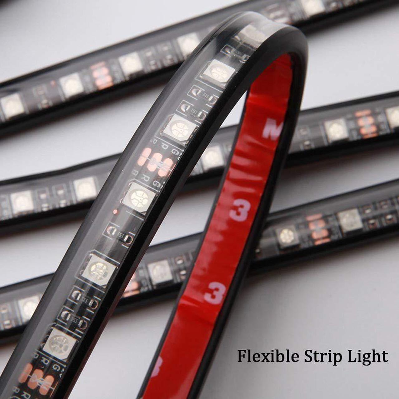 Alt view image 6 of 7 - Car LED Strip Light, 4pcs 72 LED DC 12V Multicolor Music Car Interior Light LED Under Dash Lighting Kit with Sound Active Function and Wireless Remote Control, Car Charger