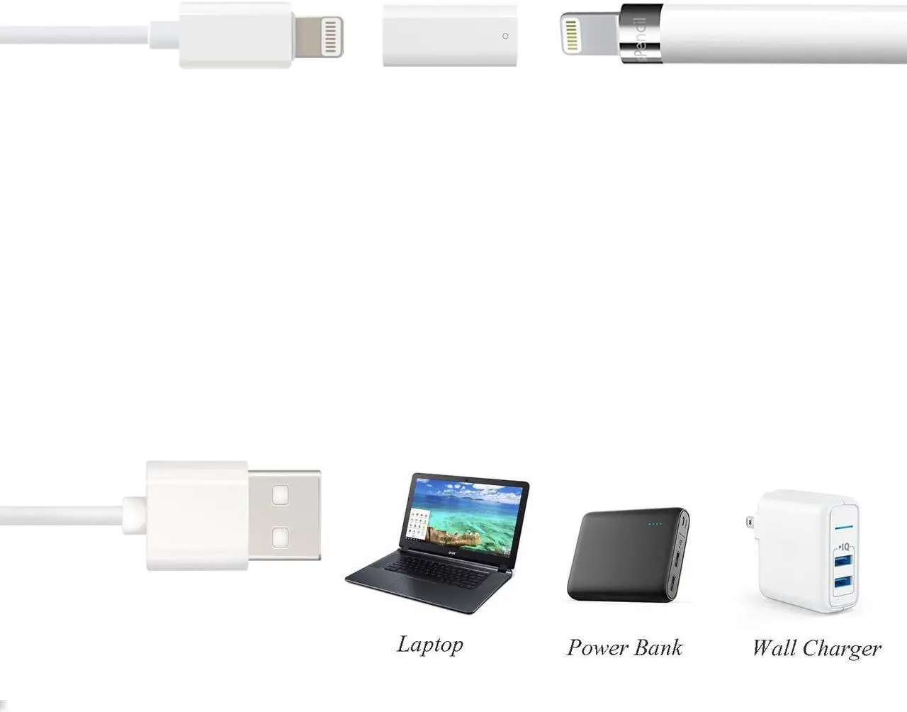Alt view image 7 of 7 - Compatible with Charger Adapter Replacement for Apple Pencil, 2-Pack Charging Adapter iPencil Charger Connector