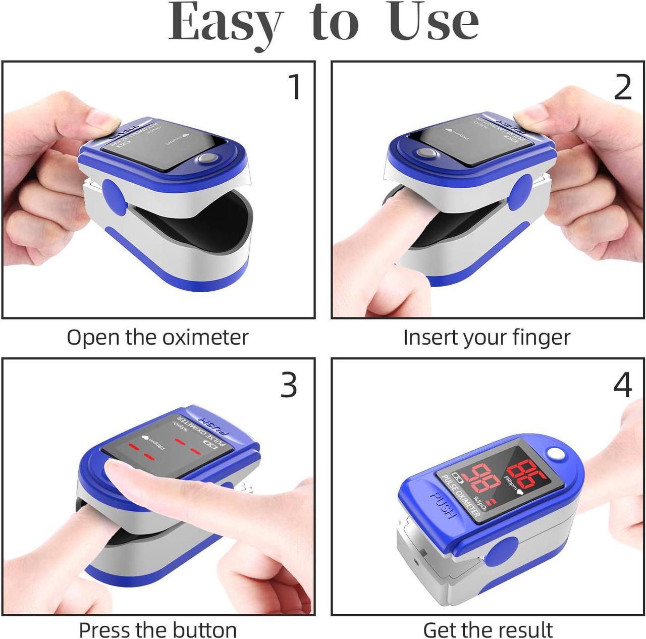 Alt view image 6 of 6 - Pulse Oximeter Fingertip, Blood Oxygen Saturation Monitor with Pulse, Oximeter Finger Oxygen Readings, Accurate, Heart Rate and Fast Spo2 Reading Oxygen Meter, Portable