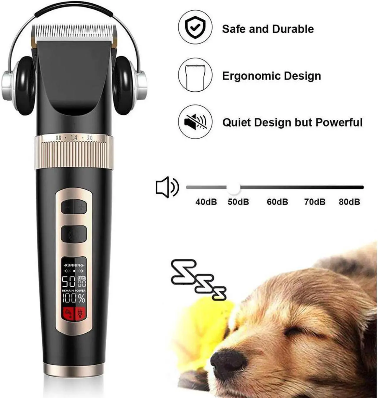 Alt view image 2 of 7 - Dog Grooming Clippers Professional Heavy Duty 2 in 1 with Small Trimmer Blade Quiet Rechargeable Cordless Electric Hair Cutting Kit for Dogs Cats Pets